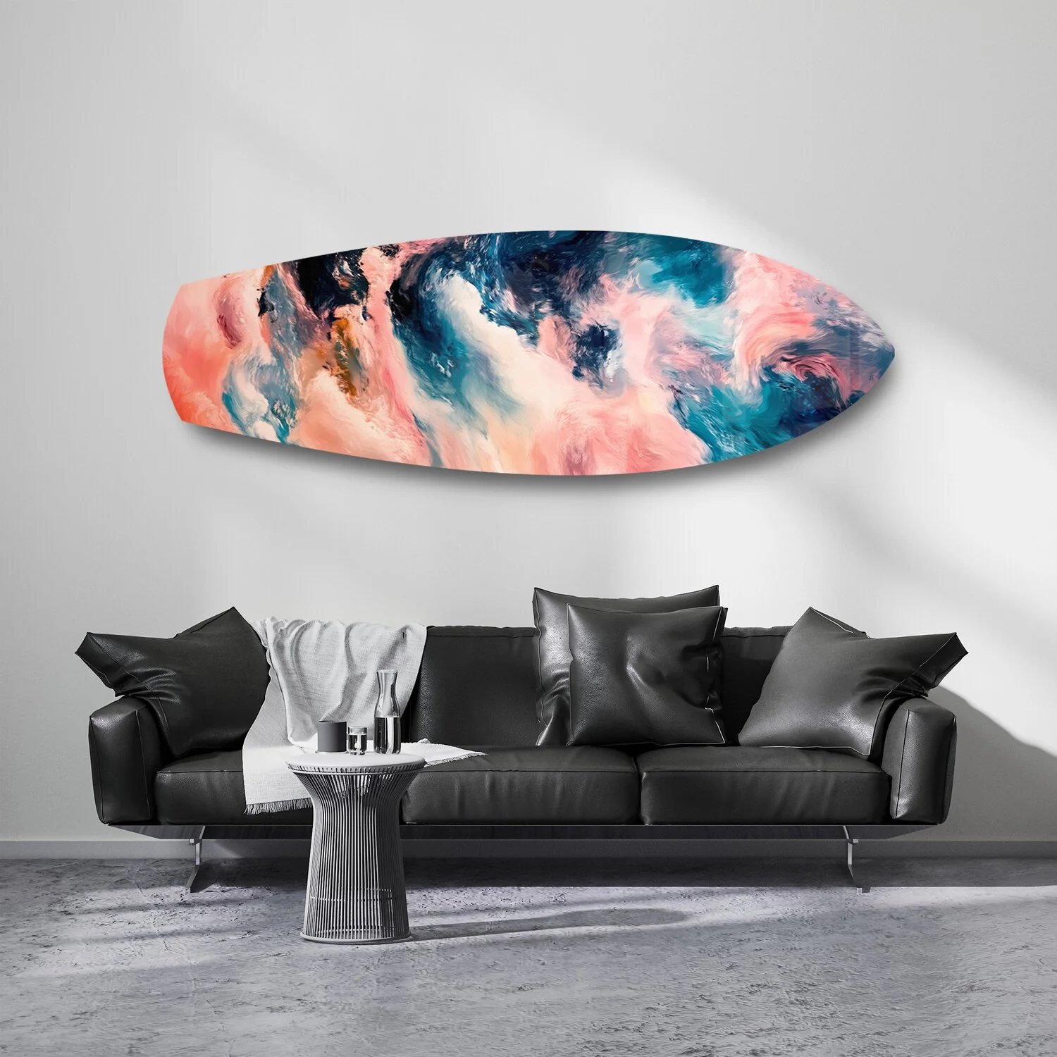 Pink and Blue Marble Swirl Glass Wall Art - Image 7