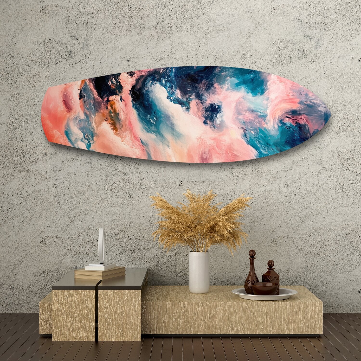 Pink and Blue Marble Swirl Glass Wall Art - Image 8