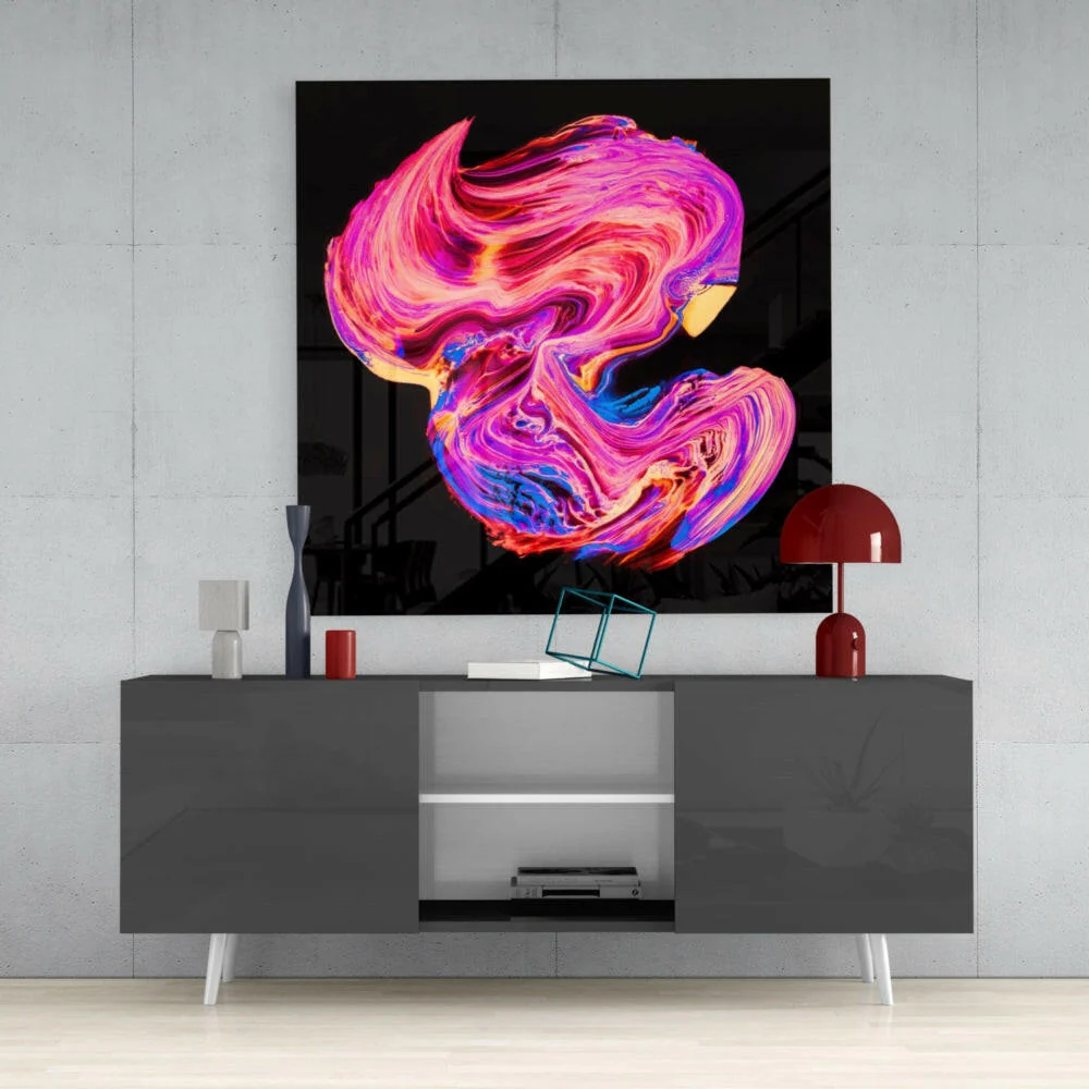 Pink and Blue Swirl Glass Wall Art - Image 4