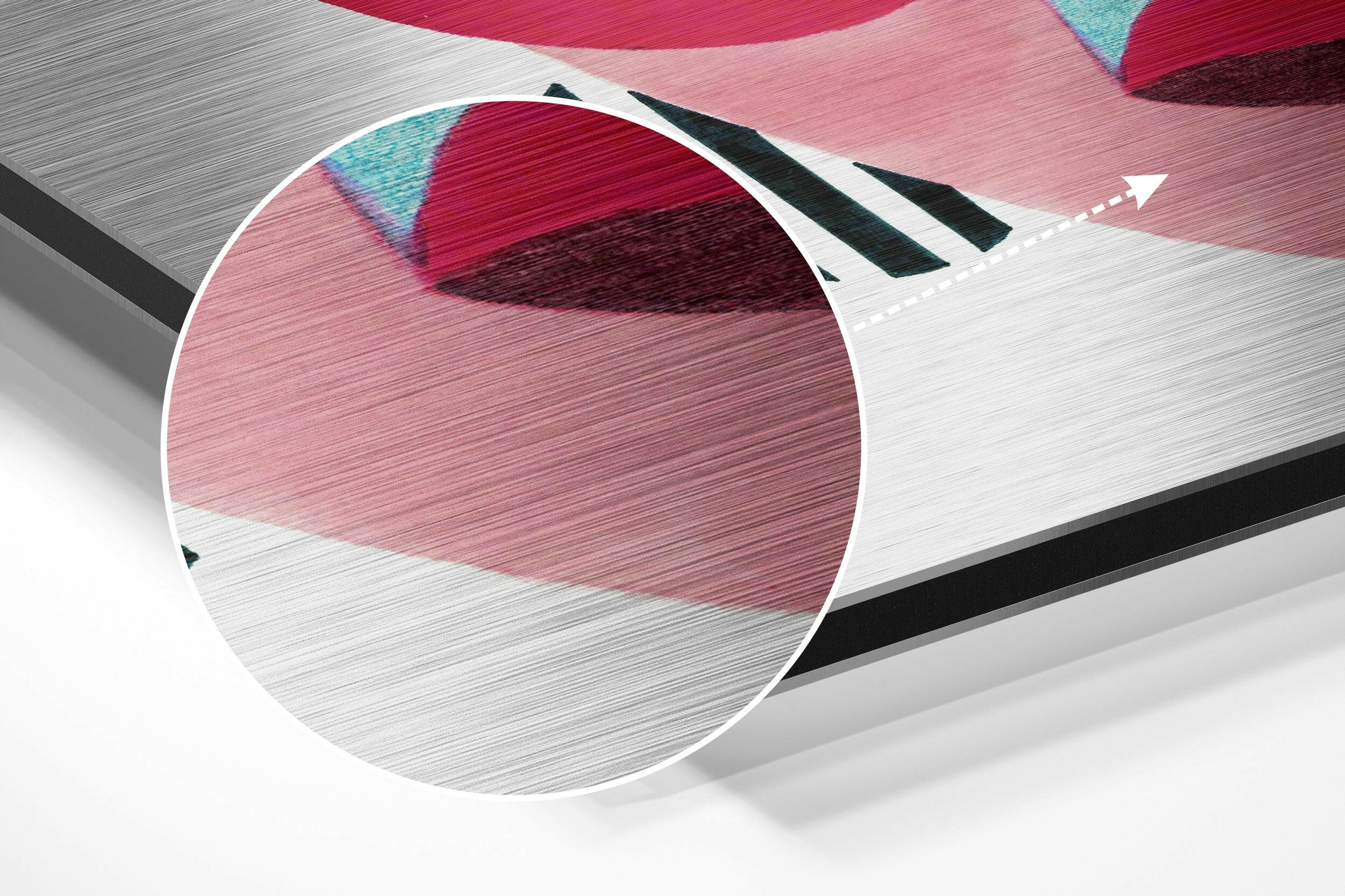 Pink Cat Eye Glasses Face Brushed Aluminium Dibond Wall Art - Image 3