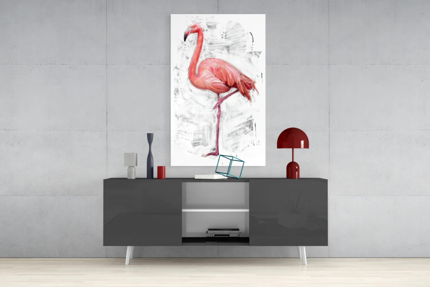 Pink Flamingo Sketch White Glass Wall Art - Image 8