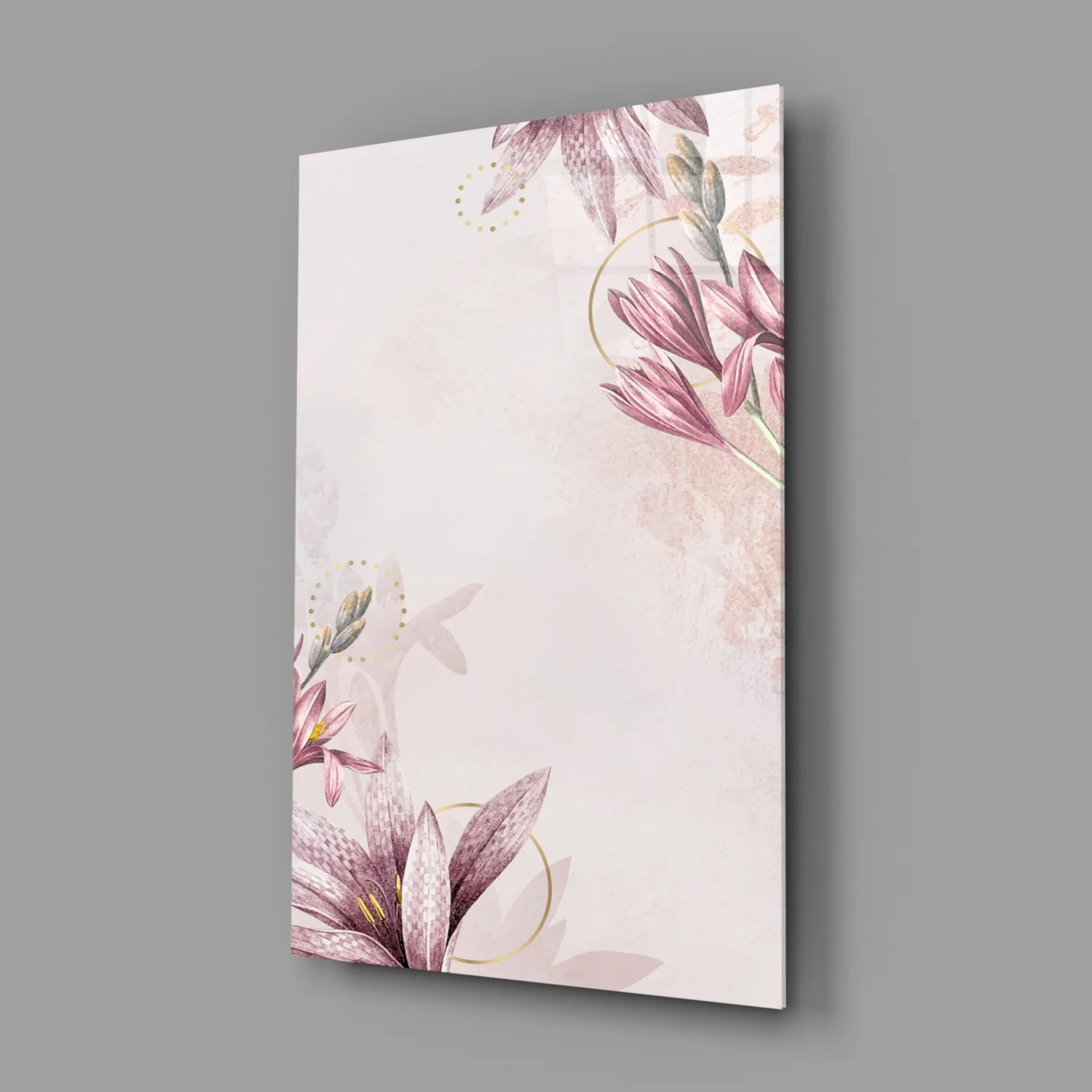 Pink Flower Pattern Glass Wall Art - Image 2