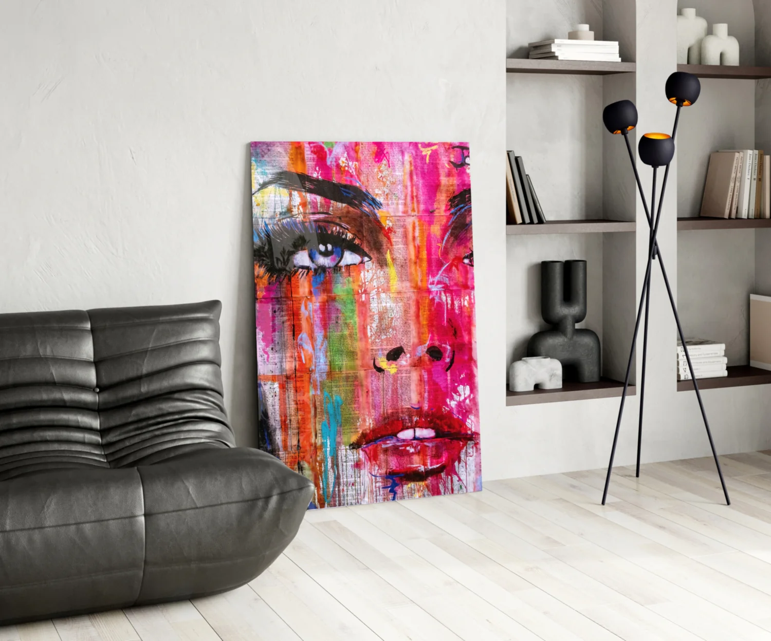 Pink Graffiti Pop Face Glass Wall Art - Image 6