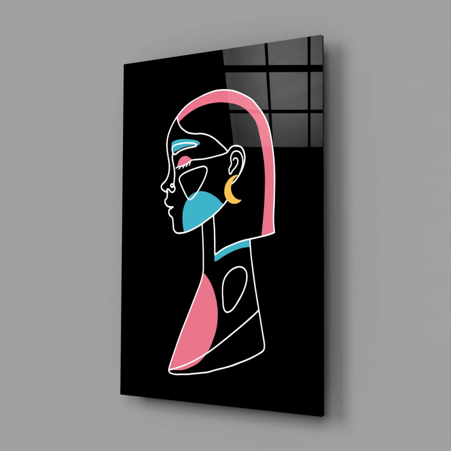 Pink Hair Profile Face Glass Wall Art - Image 2
