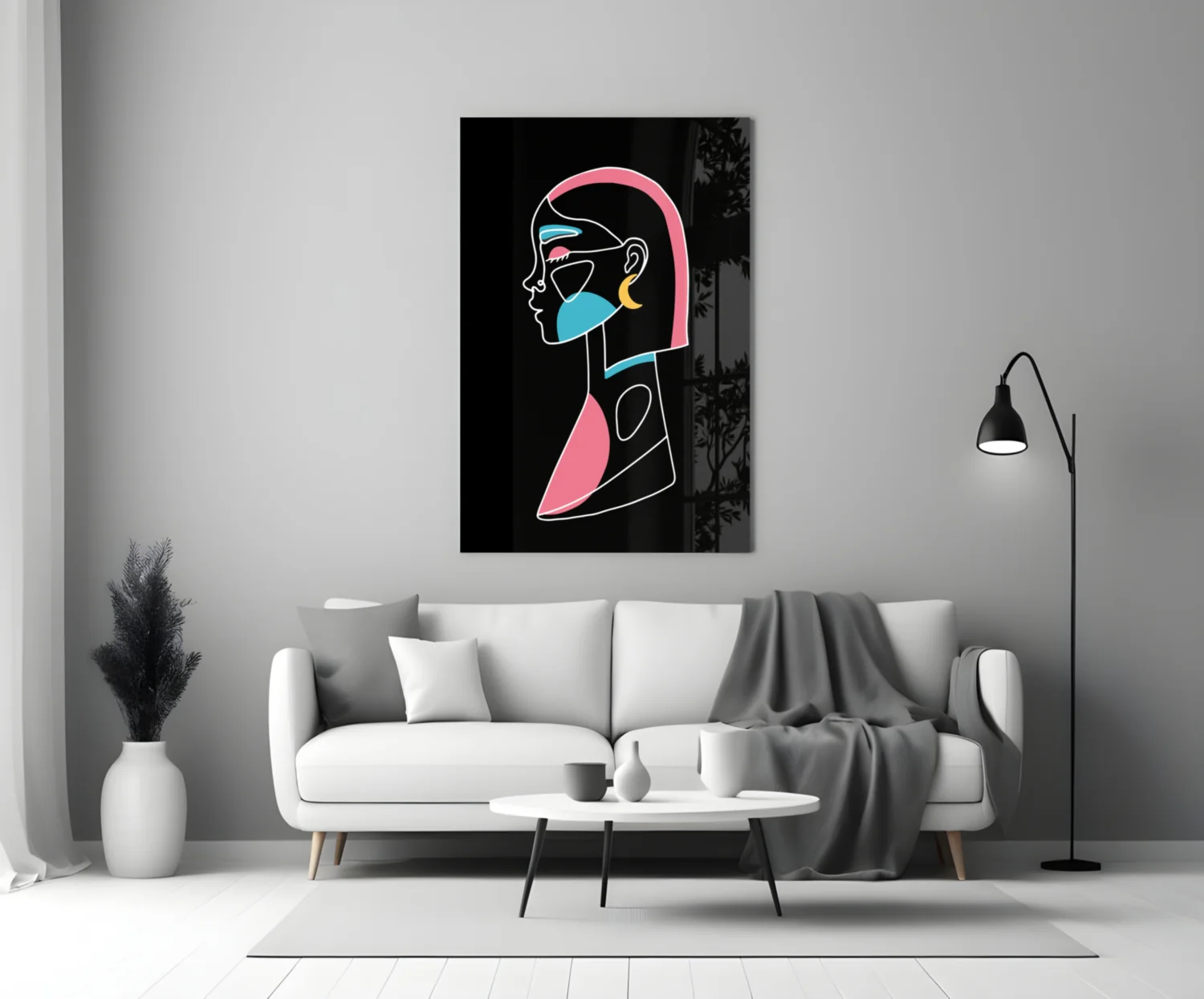 Pink Hair Profile Face Glass Wall Art - Image 3