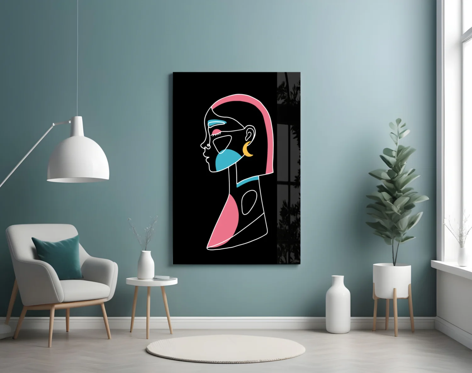 Pink Hair Profile Face Glass Wall Art - Image 4