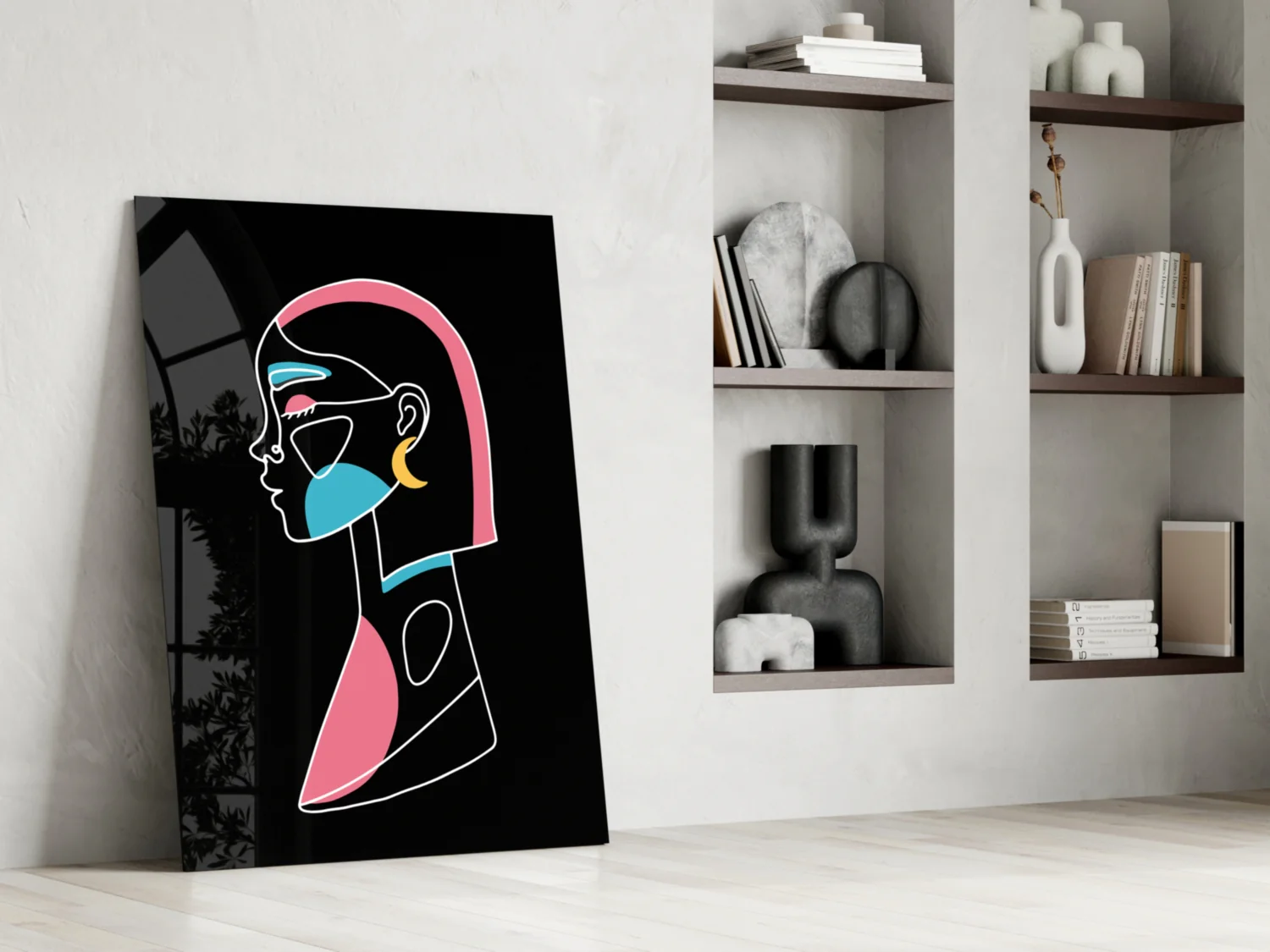 Pink Hair Profile Face Glass Wall Art - Image 6