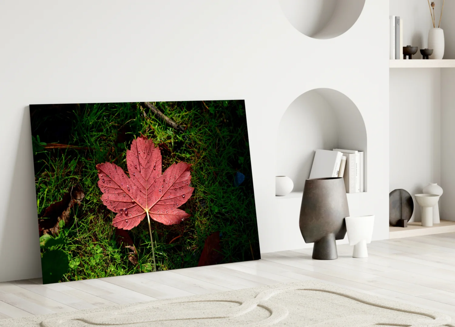 Pink Leaf Glass Wall Art - Image 3