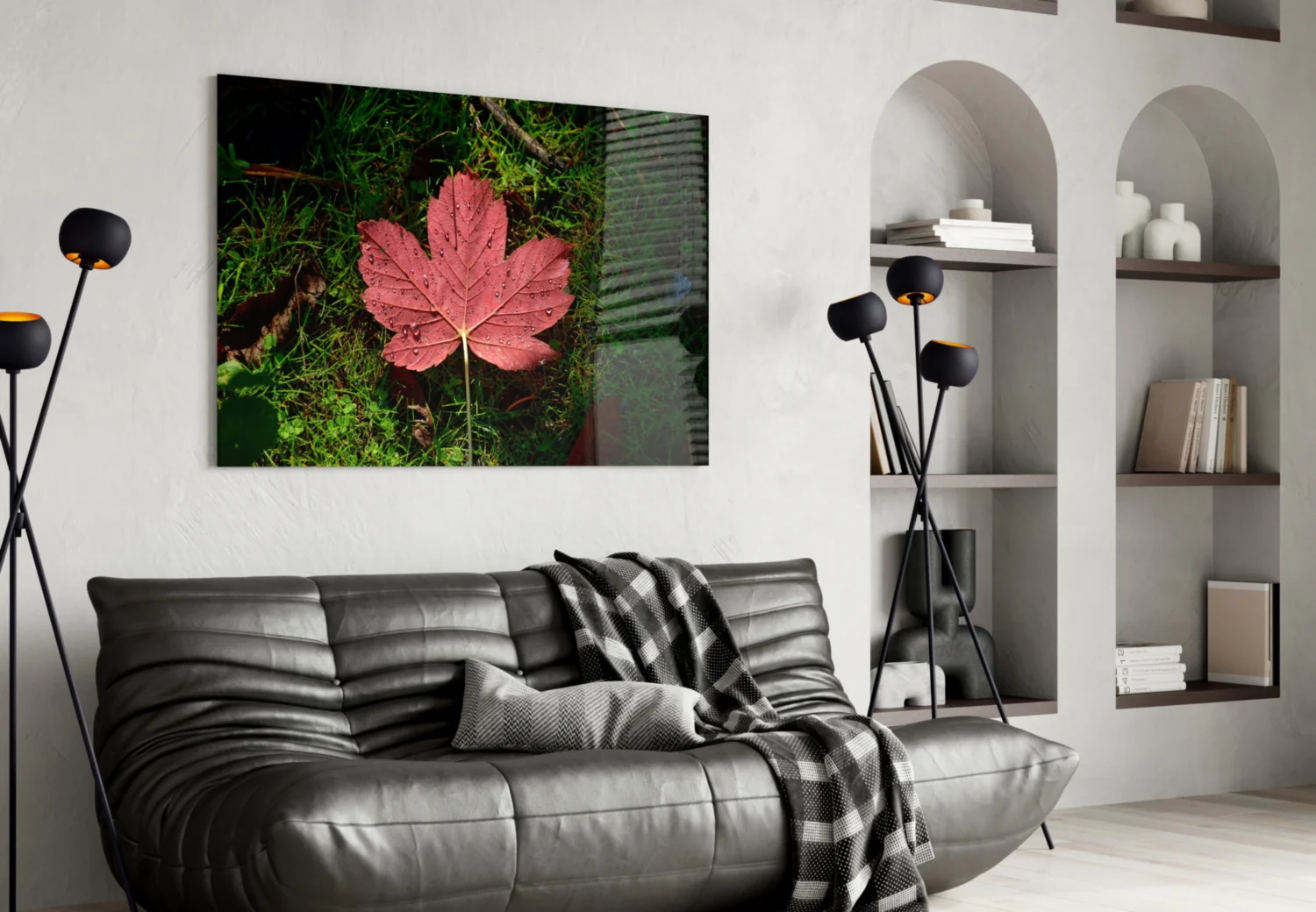 Pink Leaf Glass Wall Art - Image 4