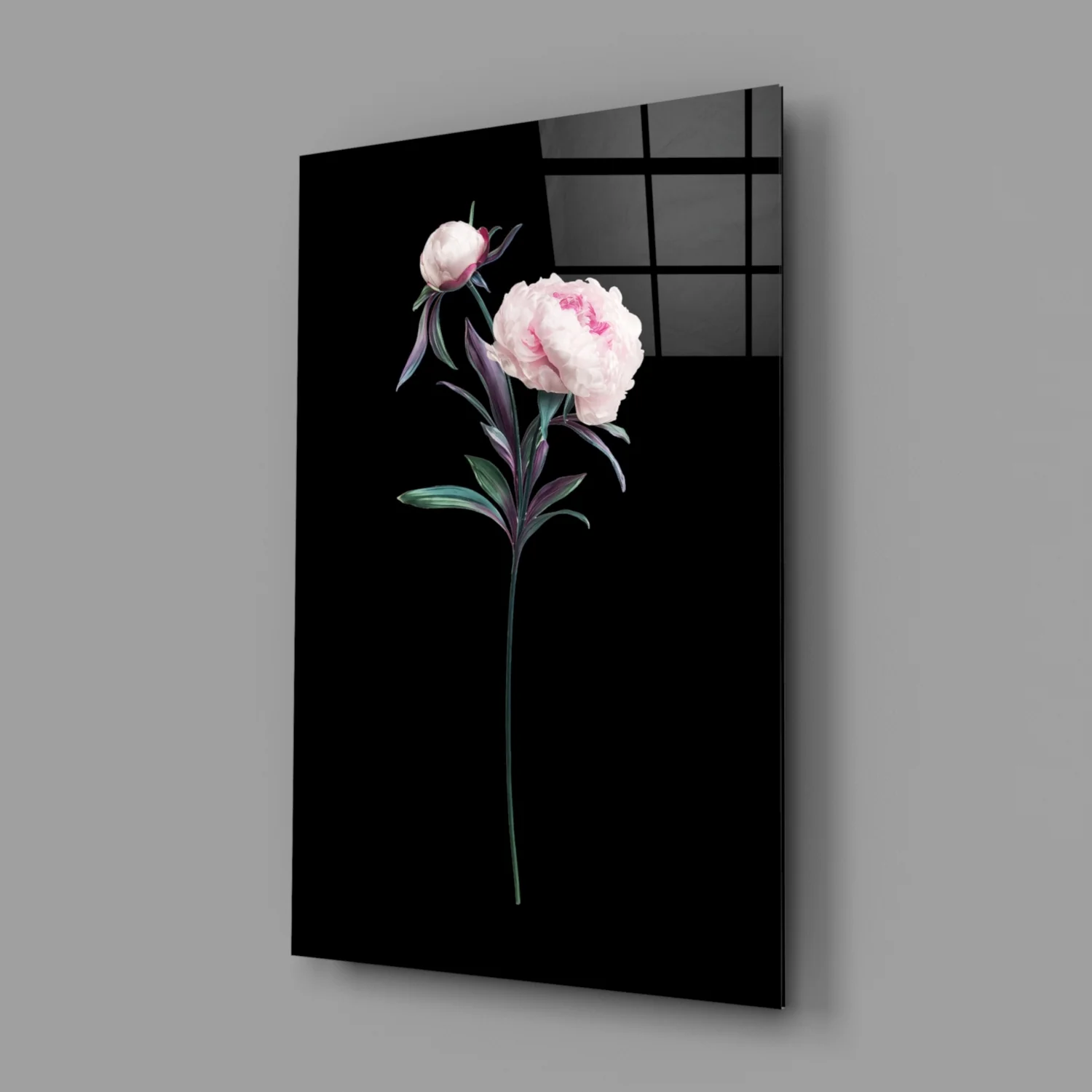 Pink Peony Botanical Study Glass Wall Art - Image 2
