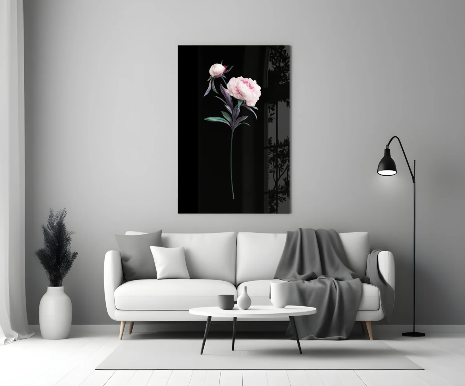 Pink Peony Botanical Study Glass Wall Art - Image 3