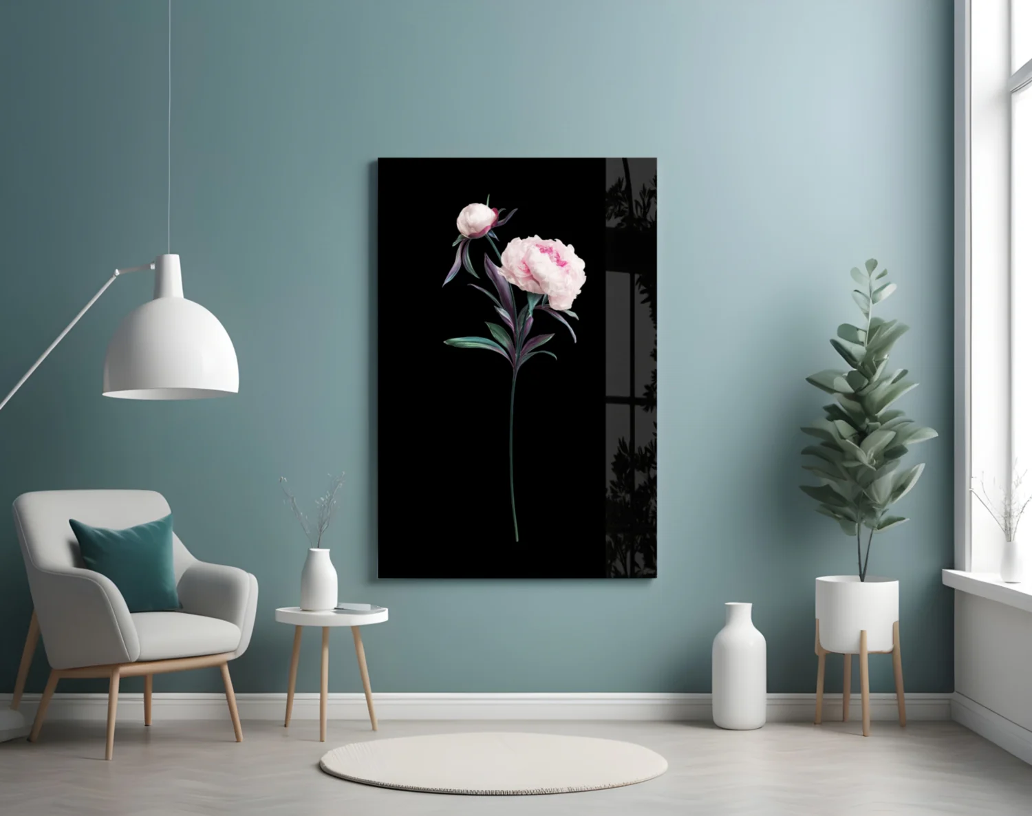Pink Peony Botanical Study Glass Wall Art - Image 4