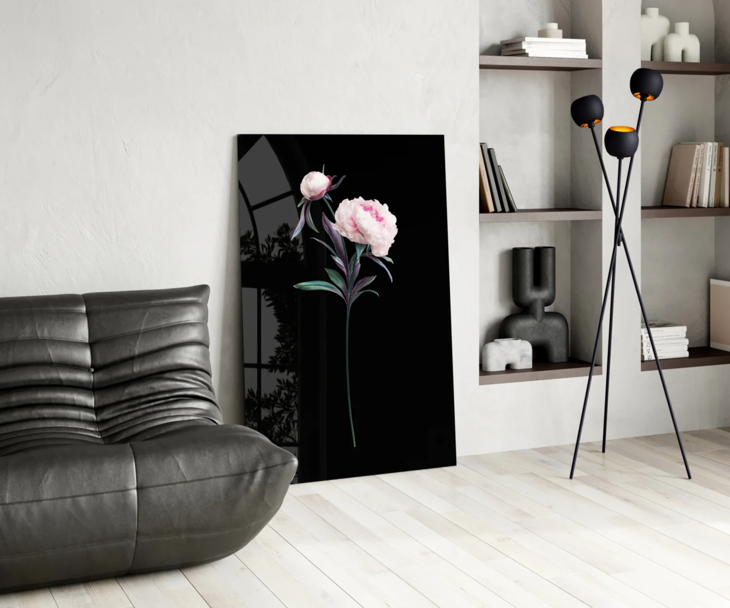 Pink Peony Botanical Study Glass Wall Art - Image 5