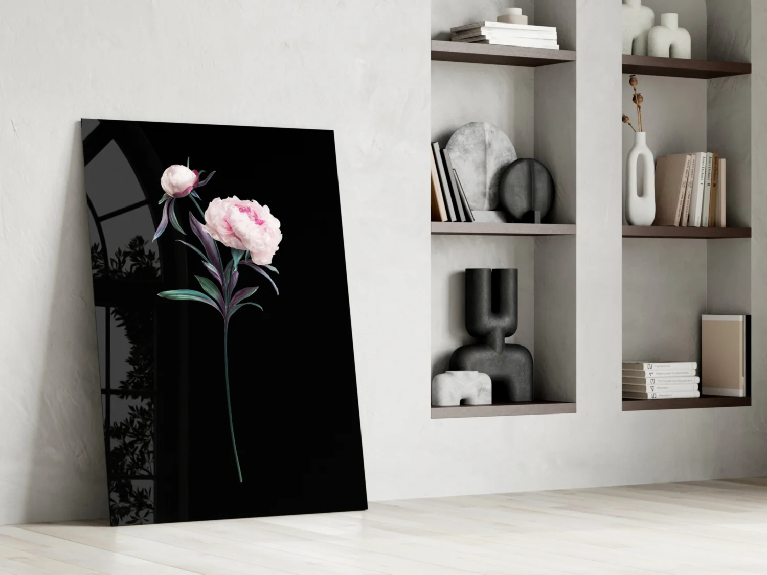 Pink Peony Botanical Study Glass Wall Art - Image 6