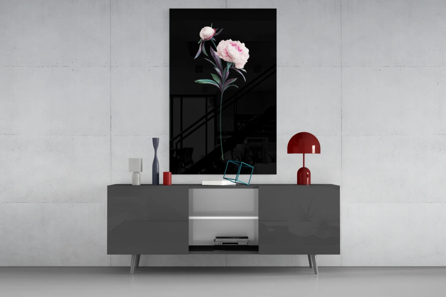 Pink Peony Botanical Study Glass Wall Art - Image 8