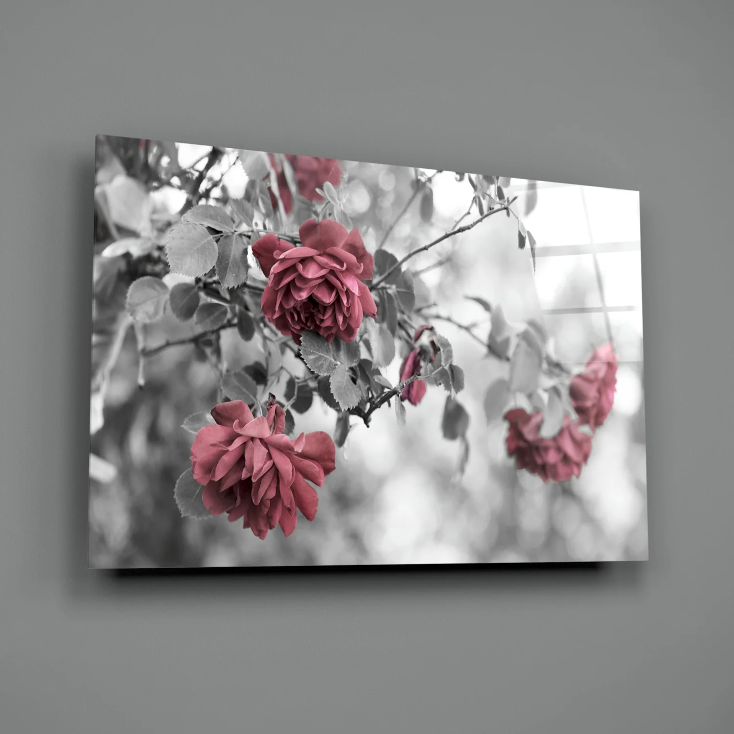 Pink Roses Glass Wall Art - Image 2