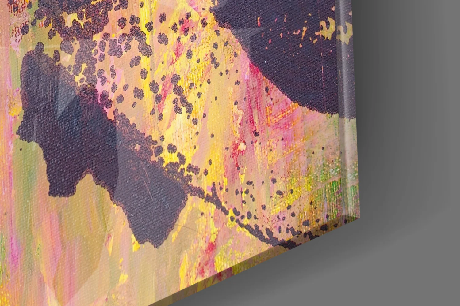 Pink Yellow Grunge Face Glass Wall Art - Image 7