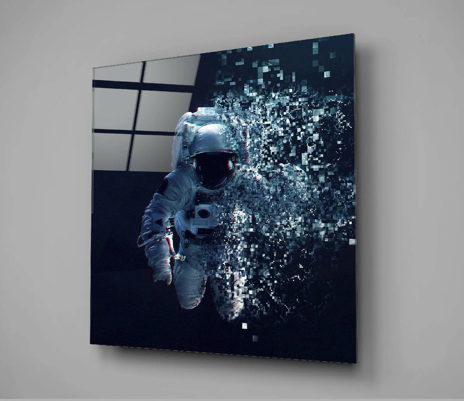 Pixel Dispersion Astronaut Glass Wall Art - Image 3