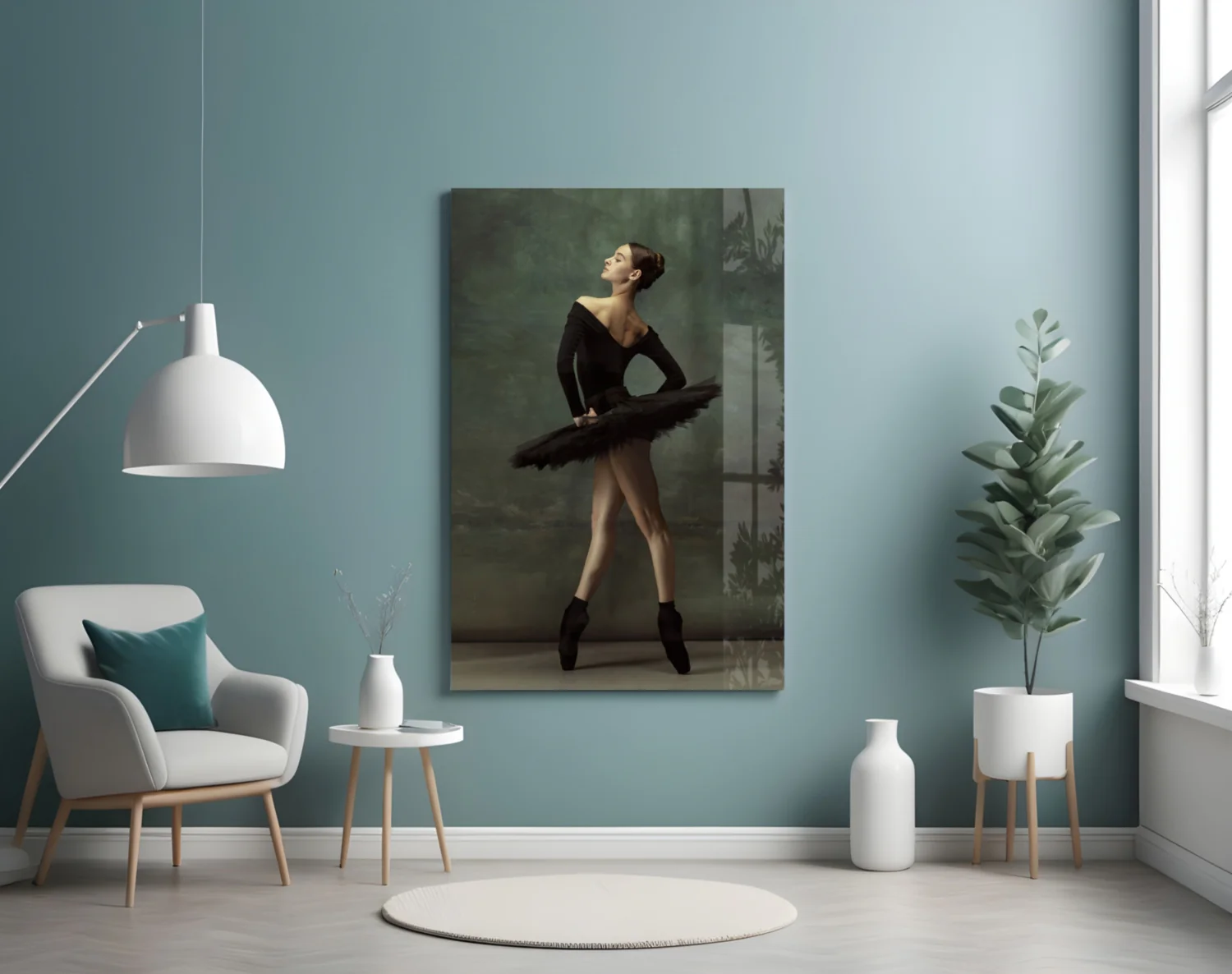 Poised Black Tutu Ballerina Glass Wall Art - Image 5