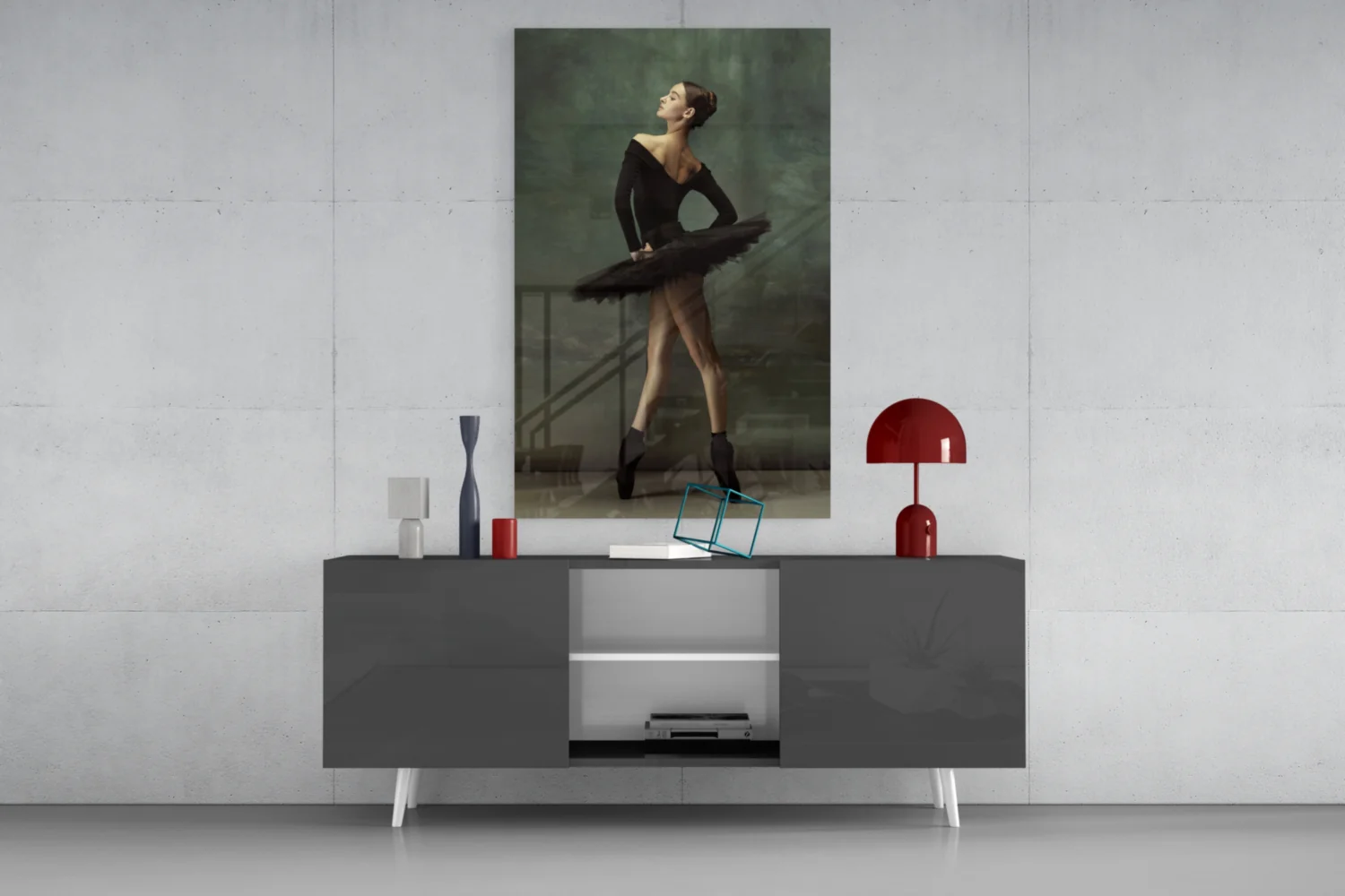 Poised Black Tutu Ballerina Glass Wall Art - Image 9