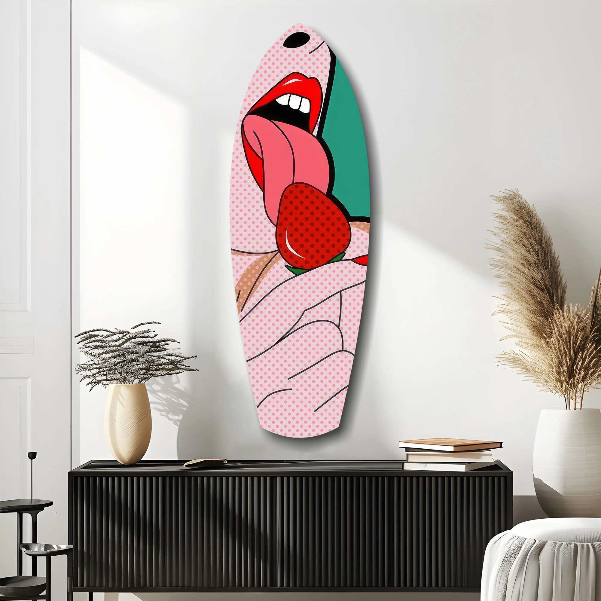 Pop Art Lips Strawberry Tongue Glass Wall Art - Image 10