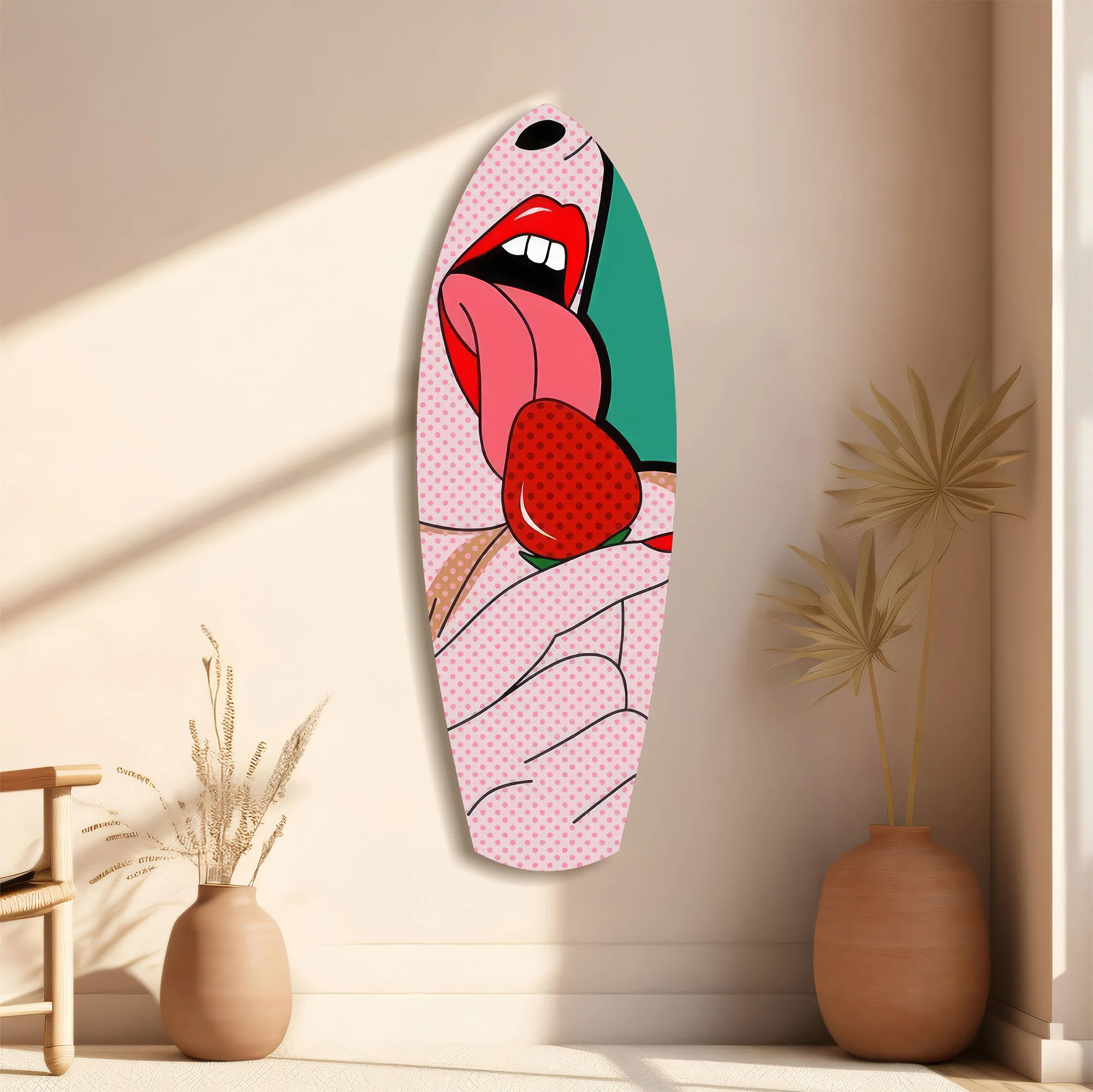 Pop Art Lips Strawberry Tongue Glass Wall Art - Image 11