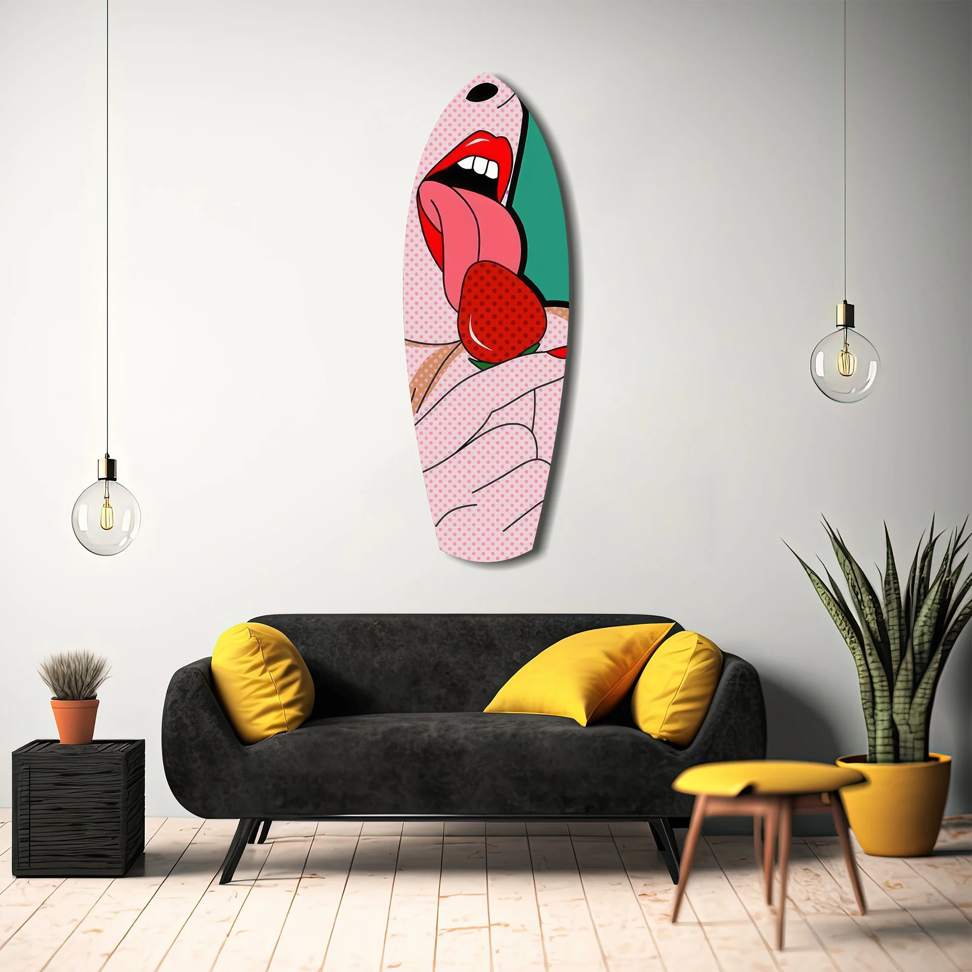 Pop Art Lips Strawberry Tongue Glass Wall Art - Image 12