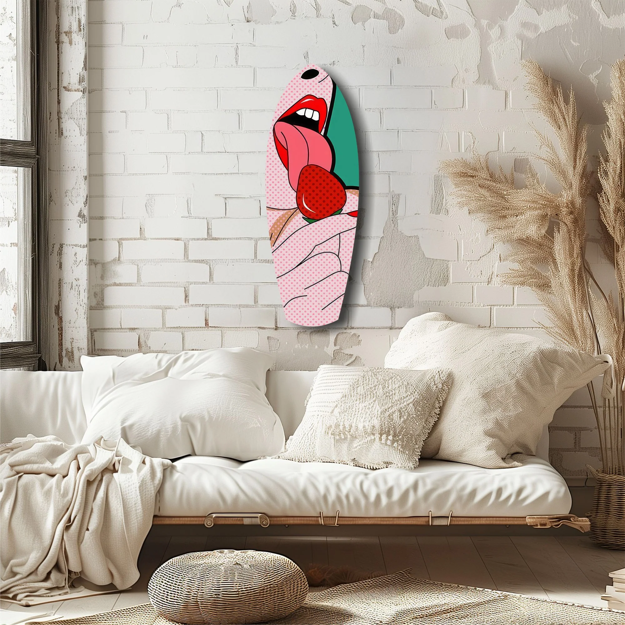 Pop Art Lips Strawberry Tongue Glass Wall Art - Image 6