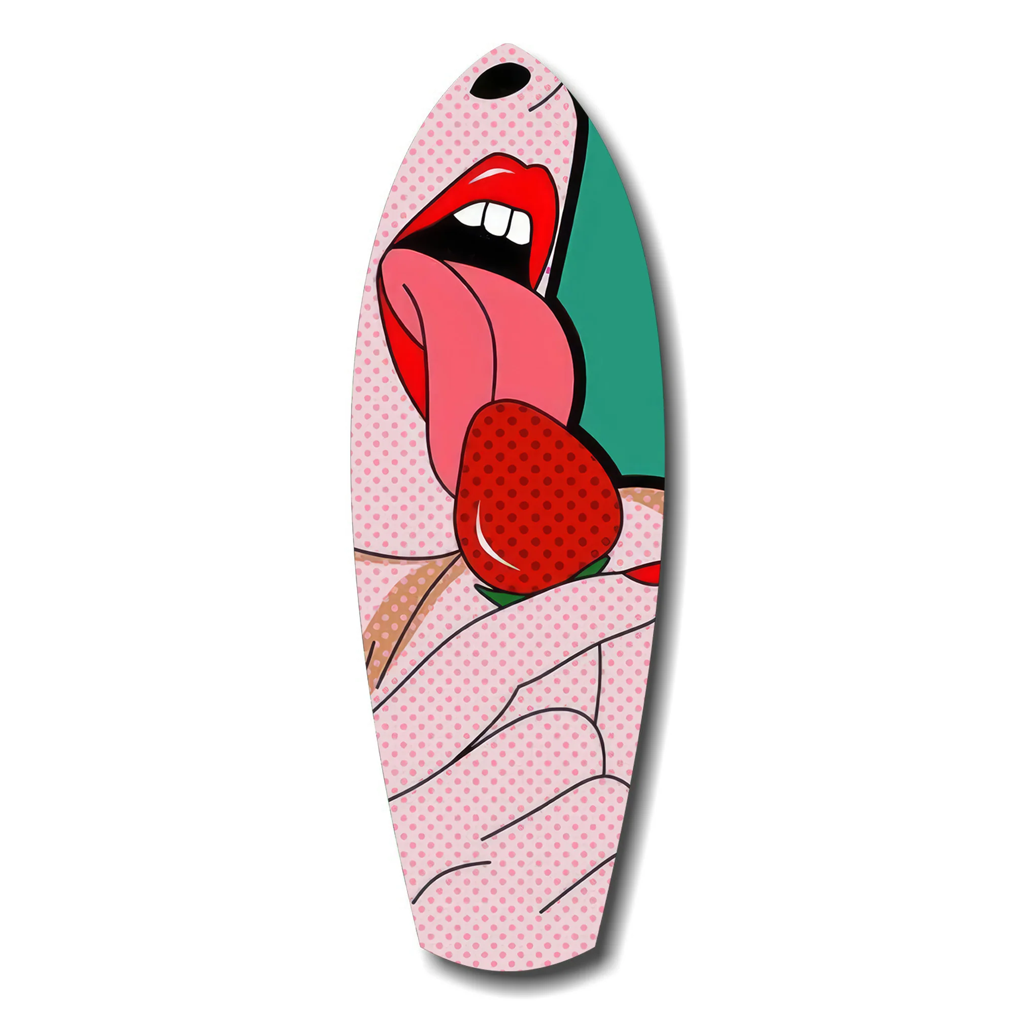 Pop Art Lips Strawberry Tongue Glass Wall Art - Image 7