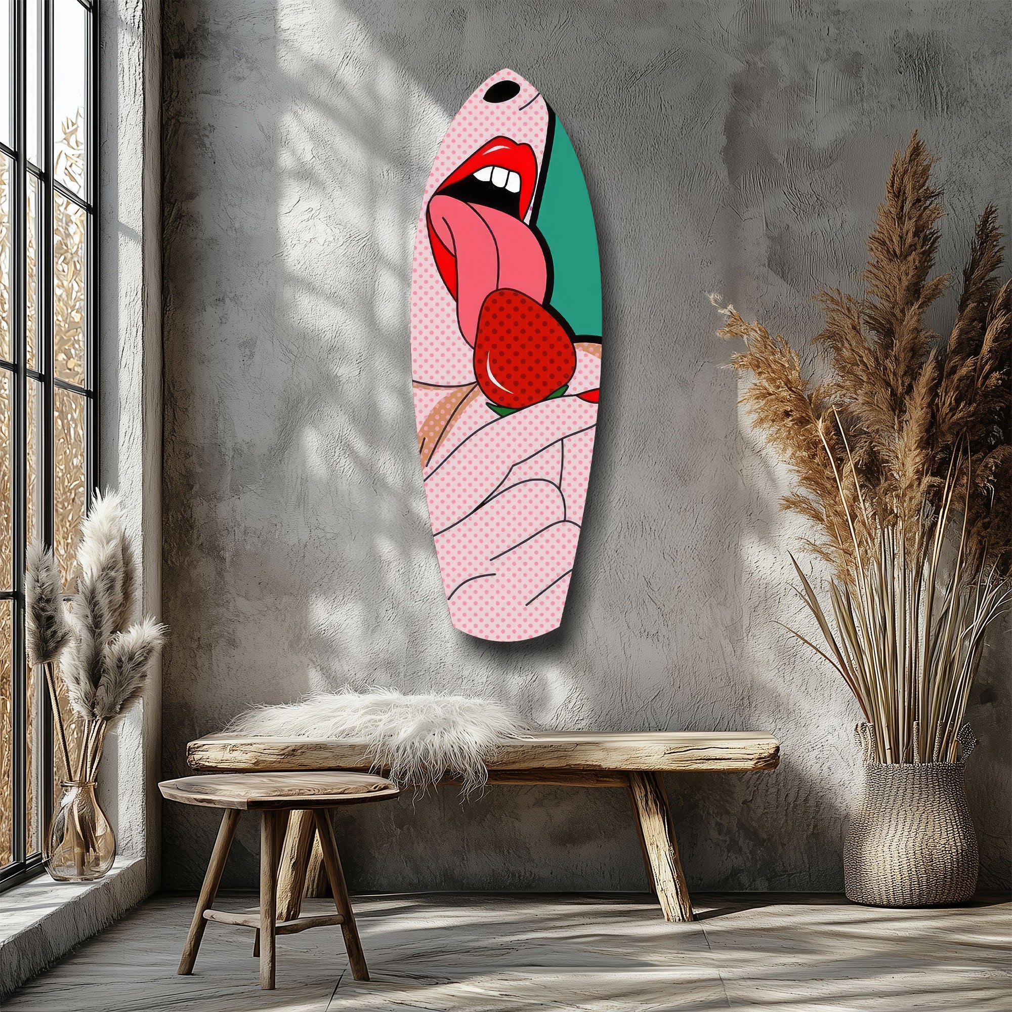 Pop Art Lips Strawberry Tongue Glass Wall Art - Image 8