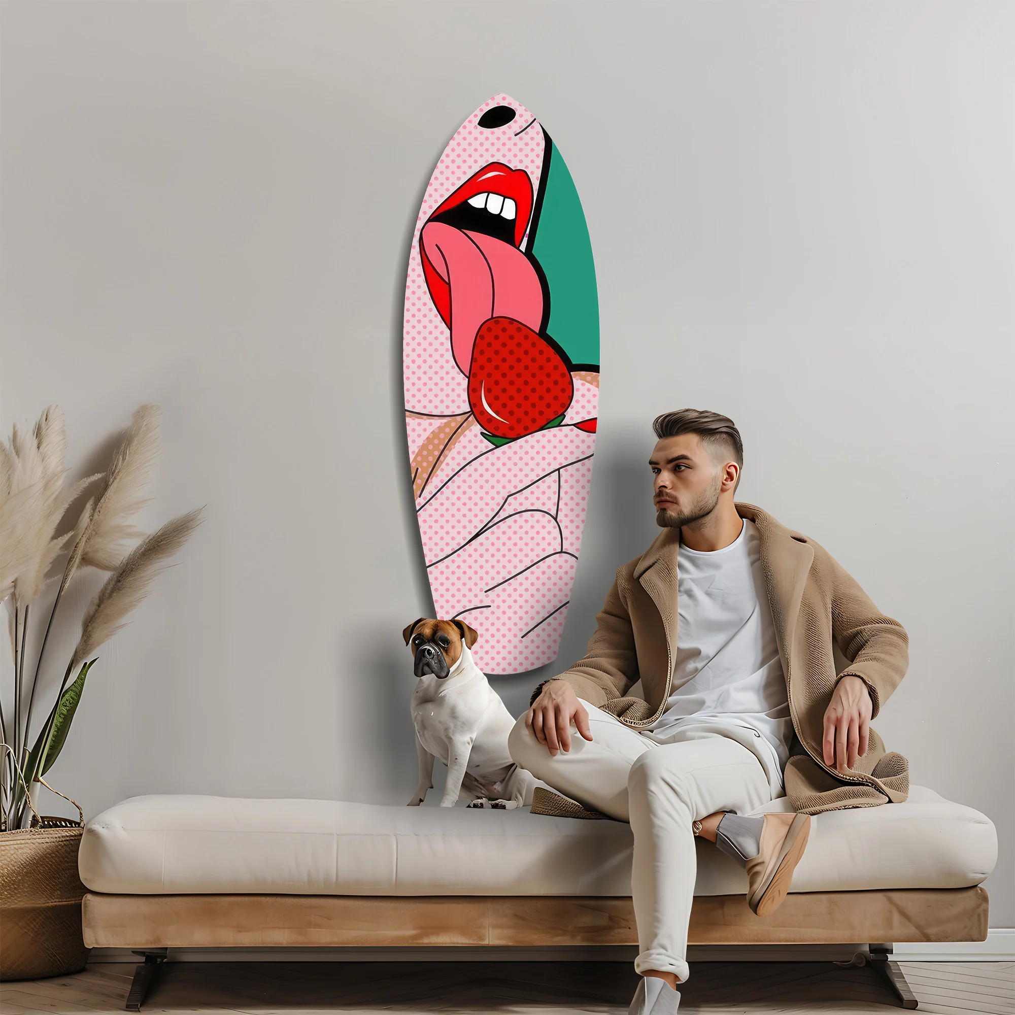 Pop Art Lips Strawberry Tongue Glass Wall Art - Image 9