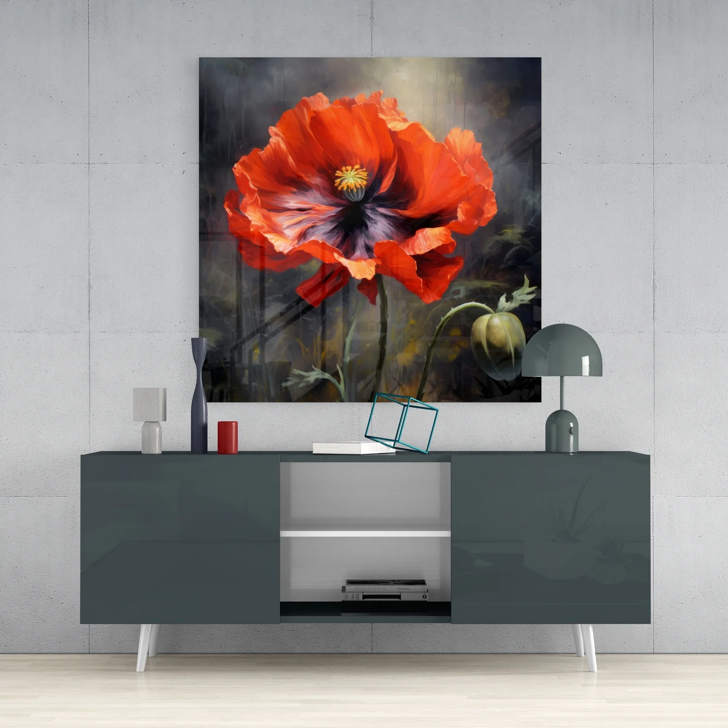 Poppy Flower Glass Wall Art - Image 4