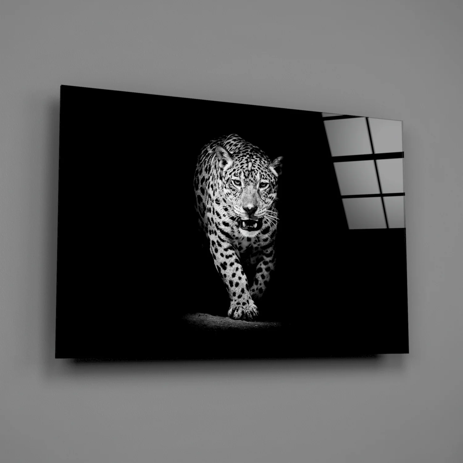 Prowling Leopard Full Body Glass Wall Art - Image 2