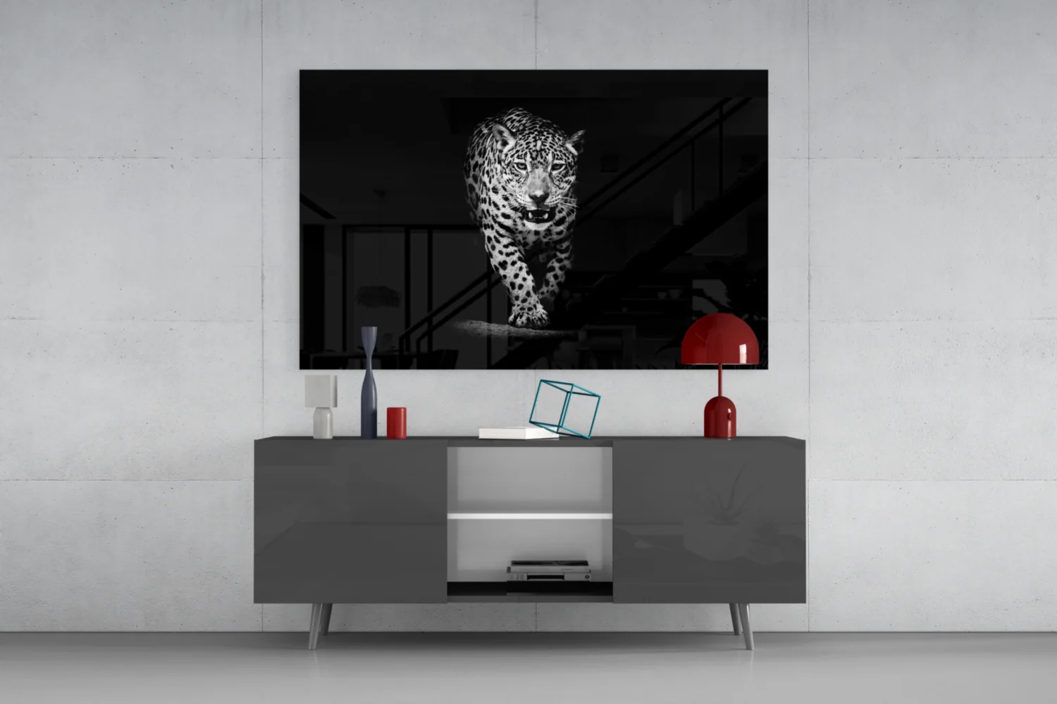 Prowling Leopard Full Body Glass Wall Art - Image 8