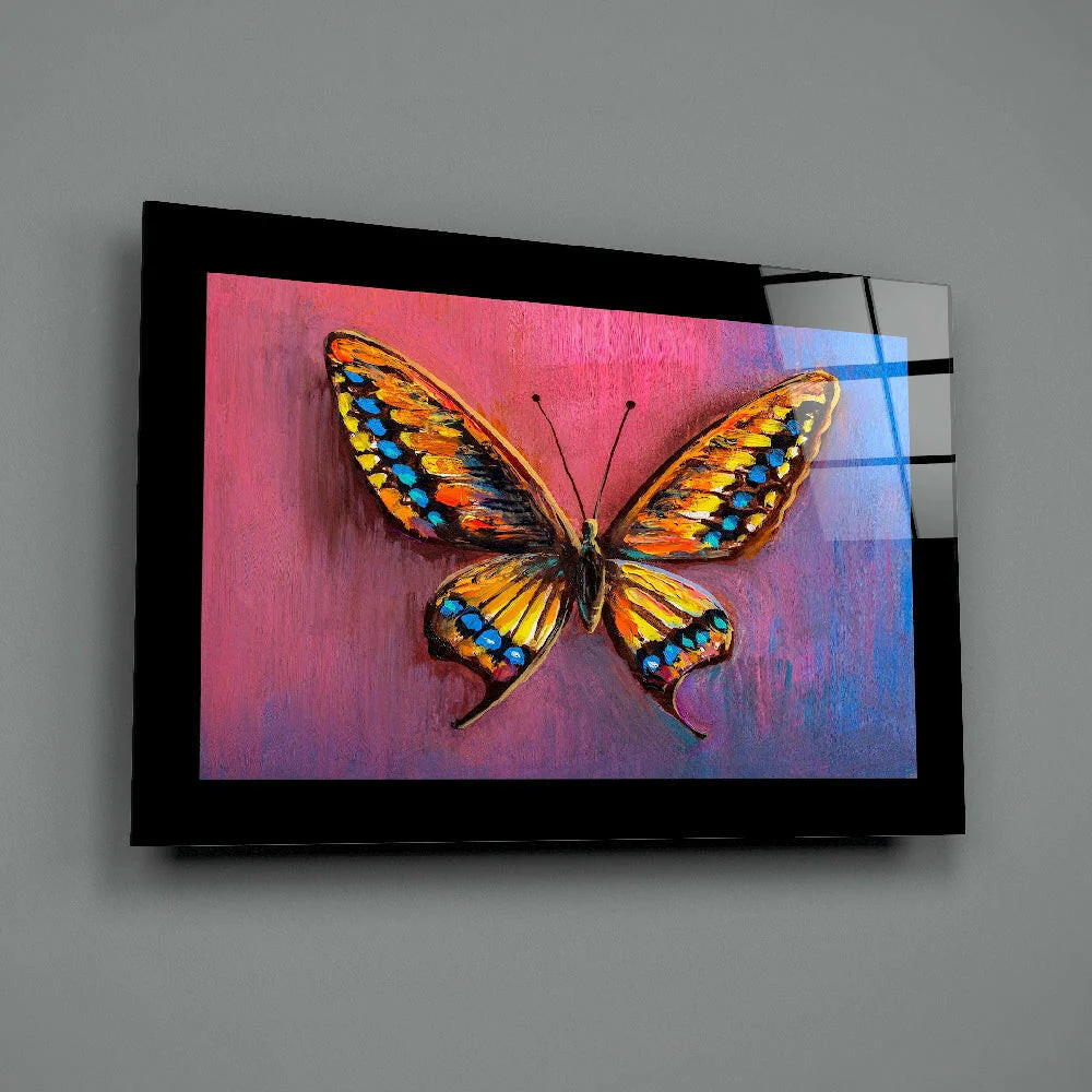 Purple Blue Butterfly Glass Wall Art - Image 2