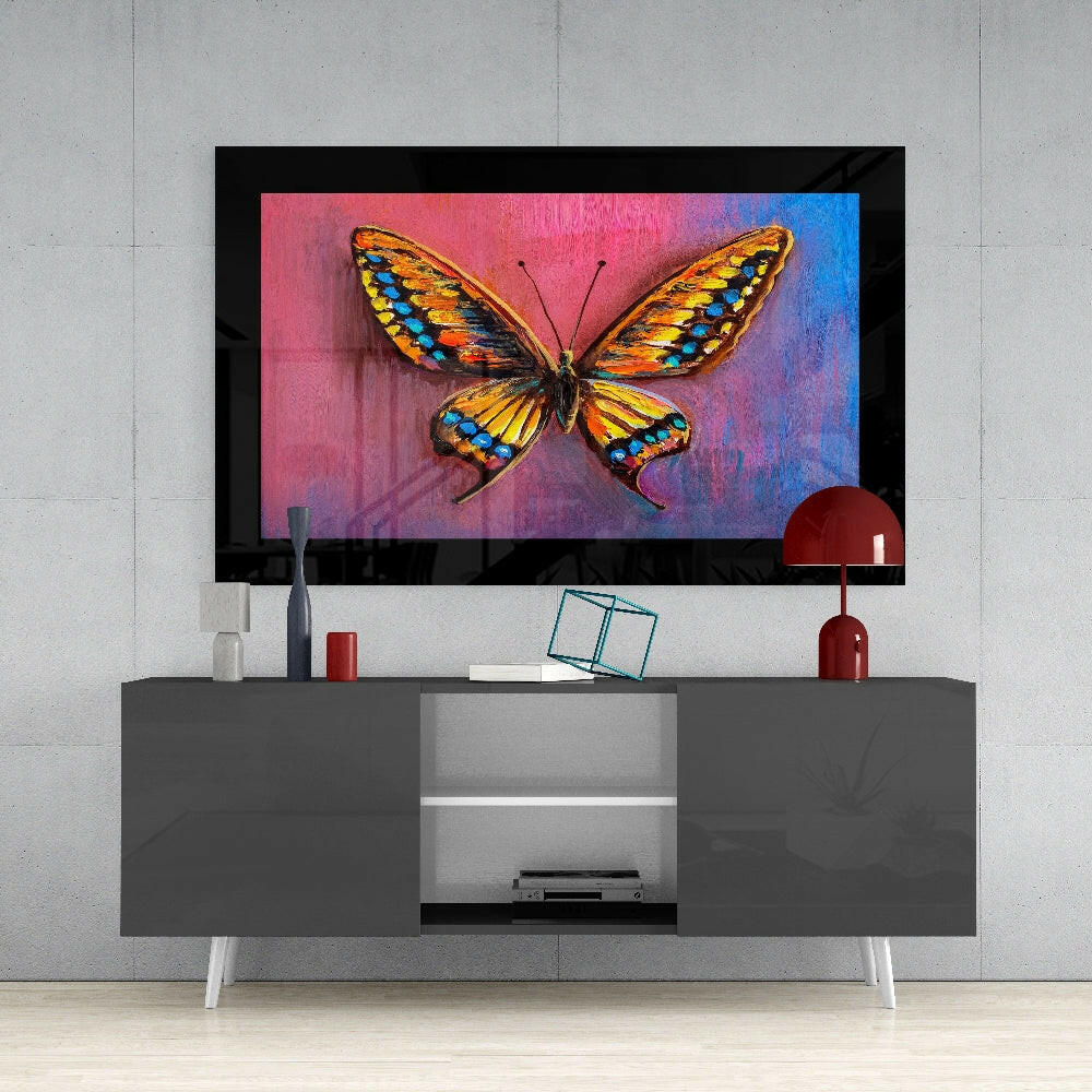 Purple Blue Butterfly Glass Wall Art - Image 4