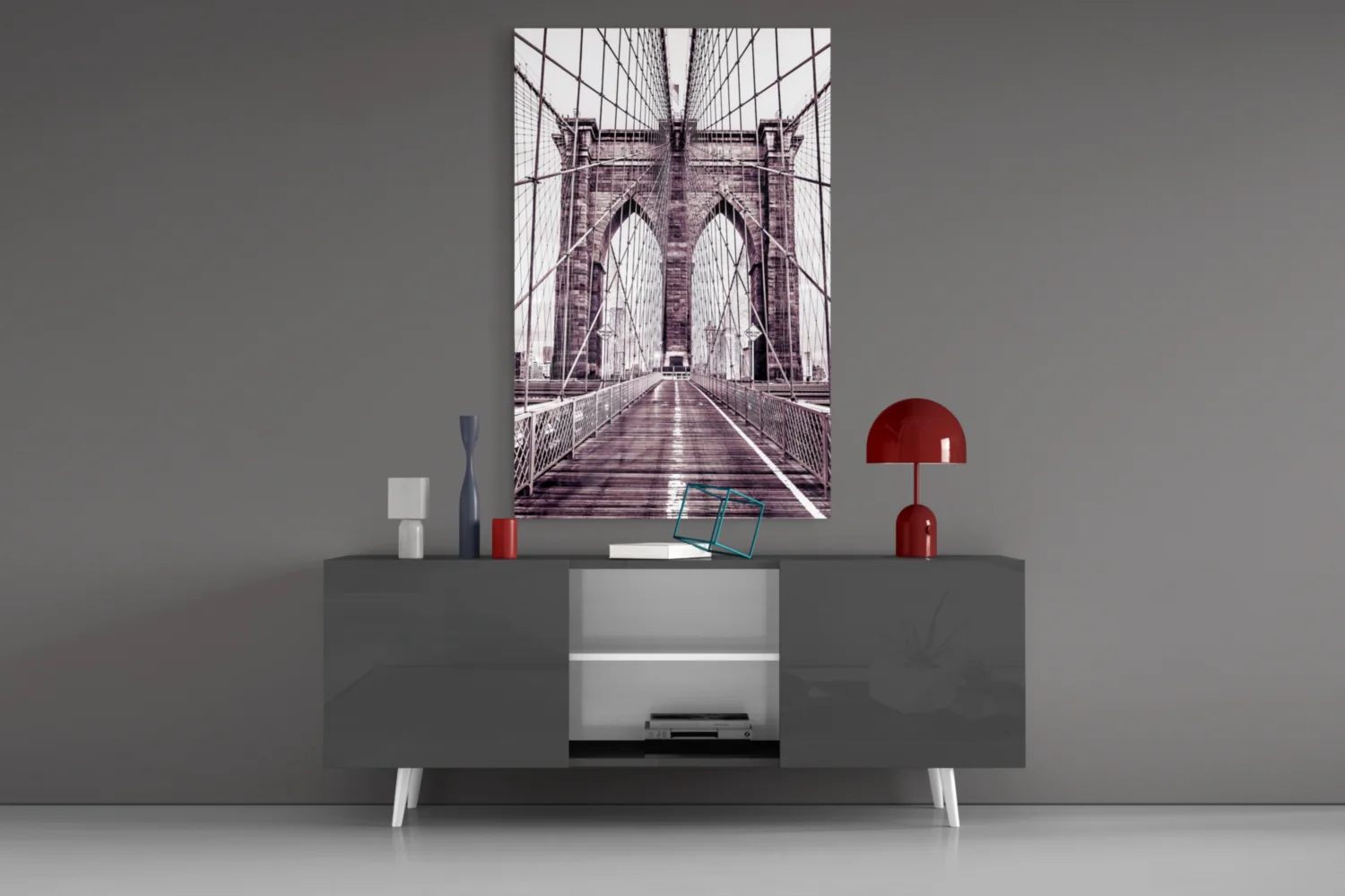 Purple Bridge Walkway View Glass Wall Art - Image 9