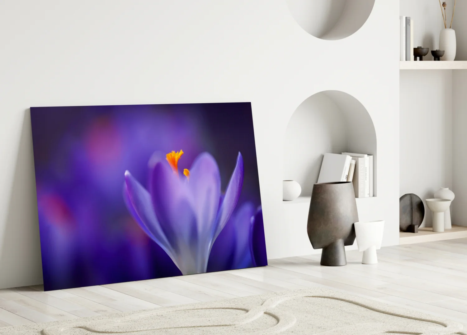 Purple Crocus Bloom Glass Wall Art - Image 4