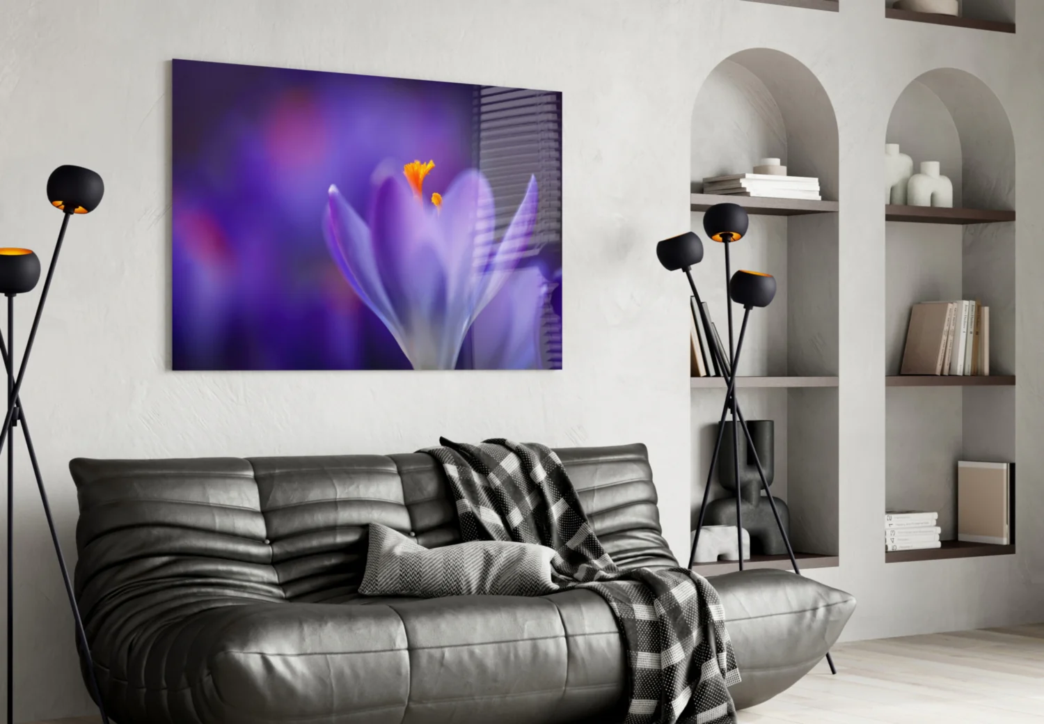 Purple Crocus Bloom Glass Wall Art - Image 5