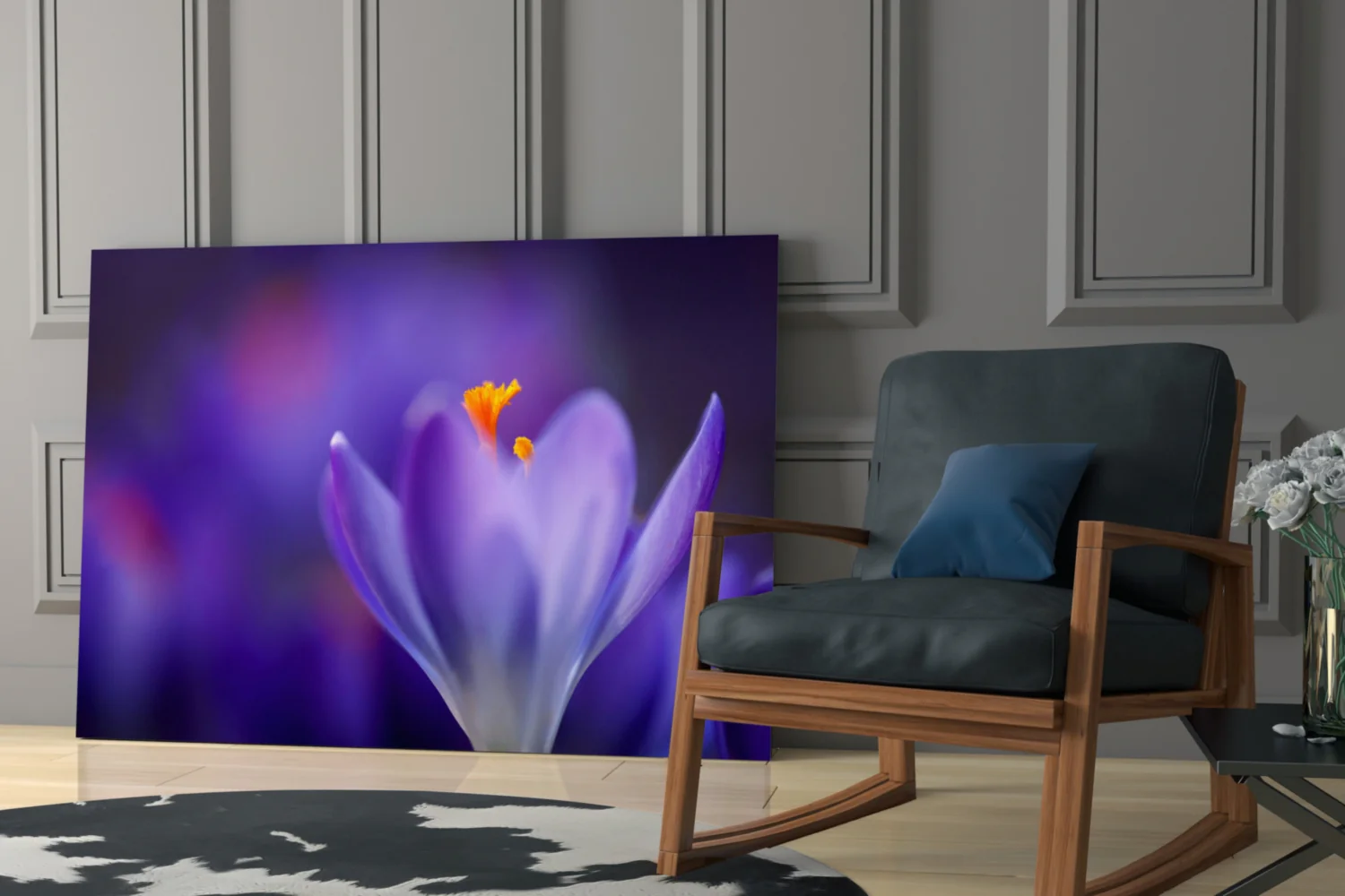 Purple Crocus Bloom Glass Wall Art - Image 7