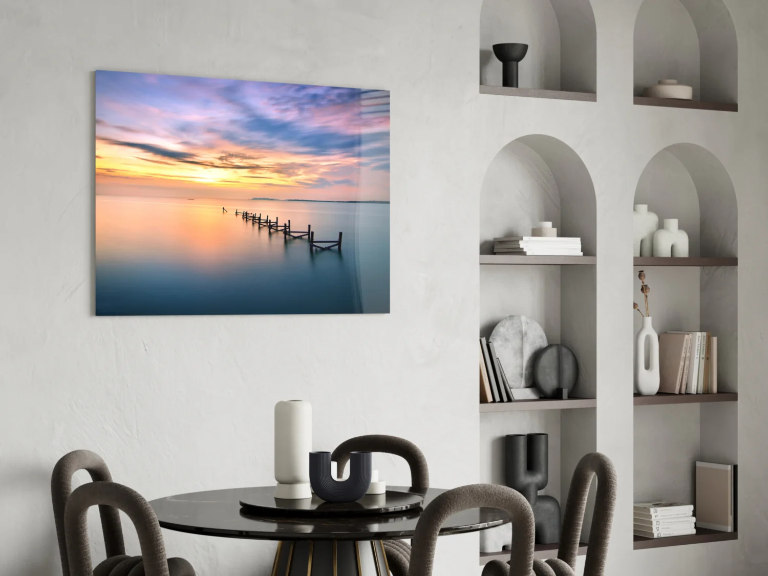 Purple Dusk Pier Posts Glass Wall Art - Image 5