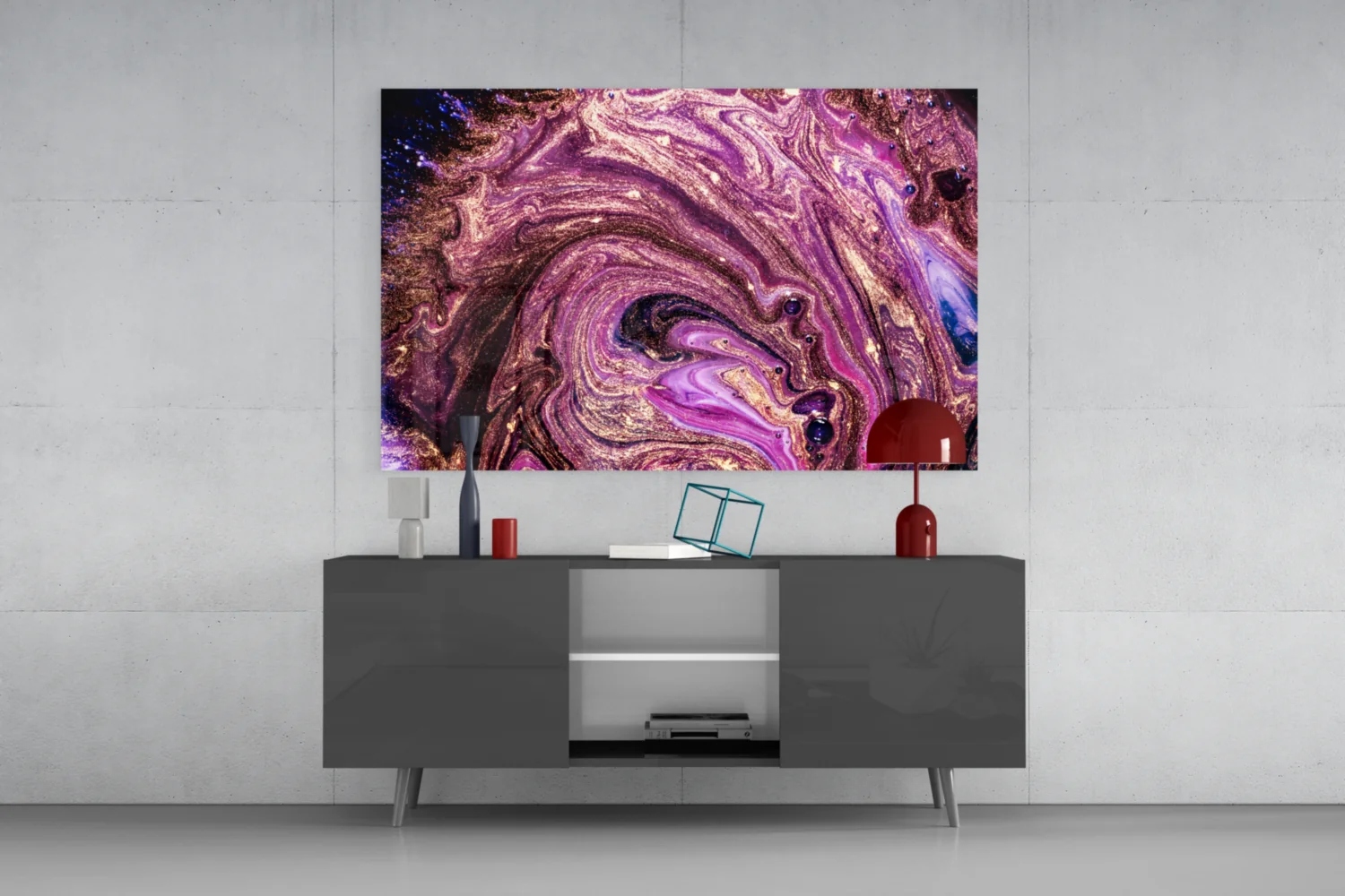 Purple Gold Glitter Marble Glass Wall Art - Image 8