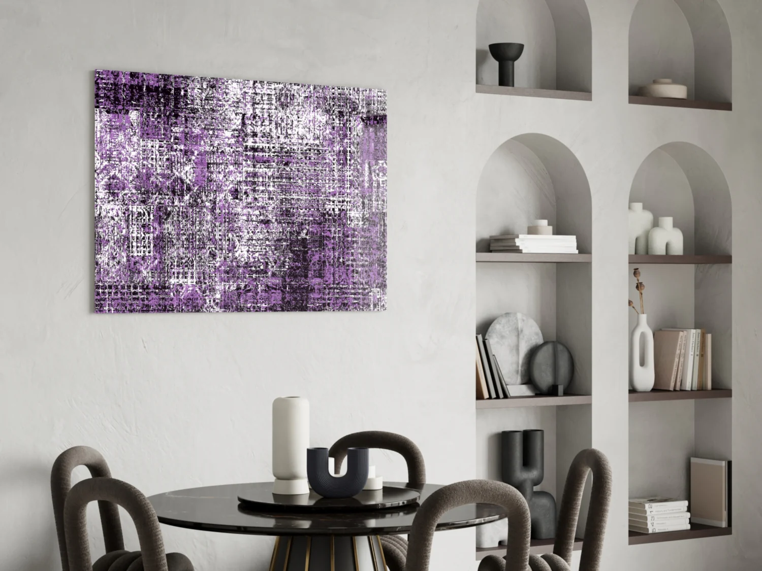 Purple Grunge Crosshatch Glass Wall Art - Image 5