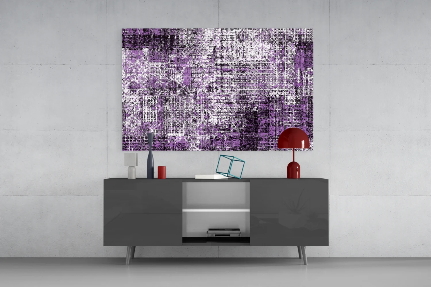 Purple Grunge Crosshatch Glass Wall Art - Image 8