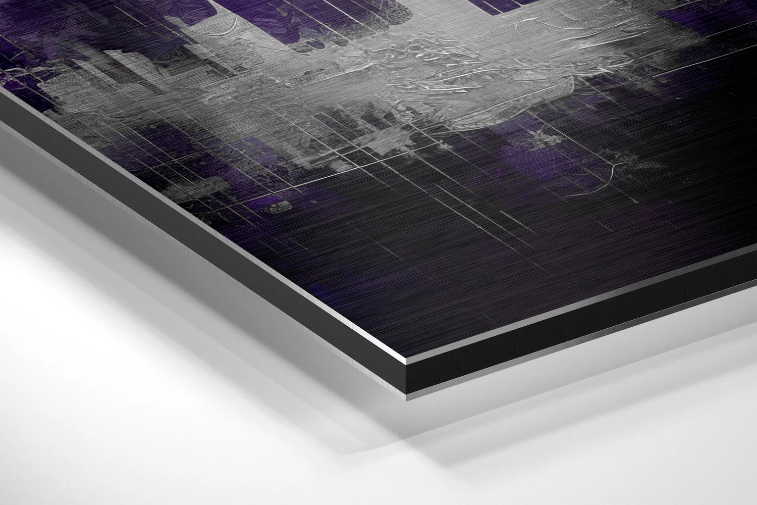 Purple Haze City Skyline Brushed Aluminum Dibond Wall Art - Image 2