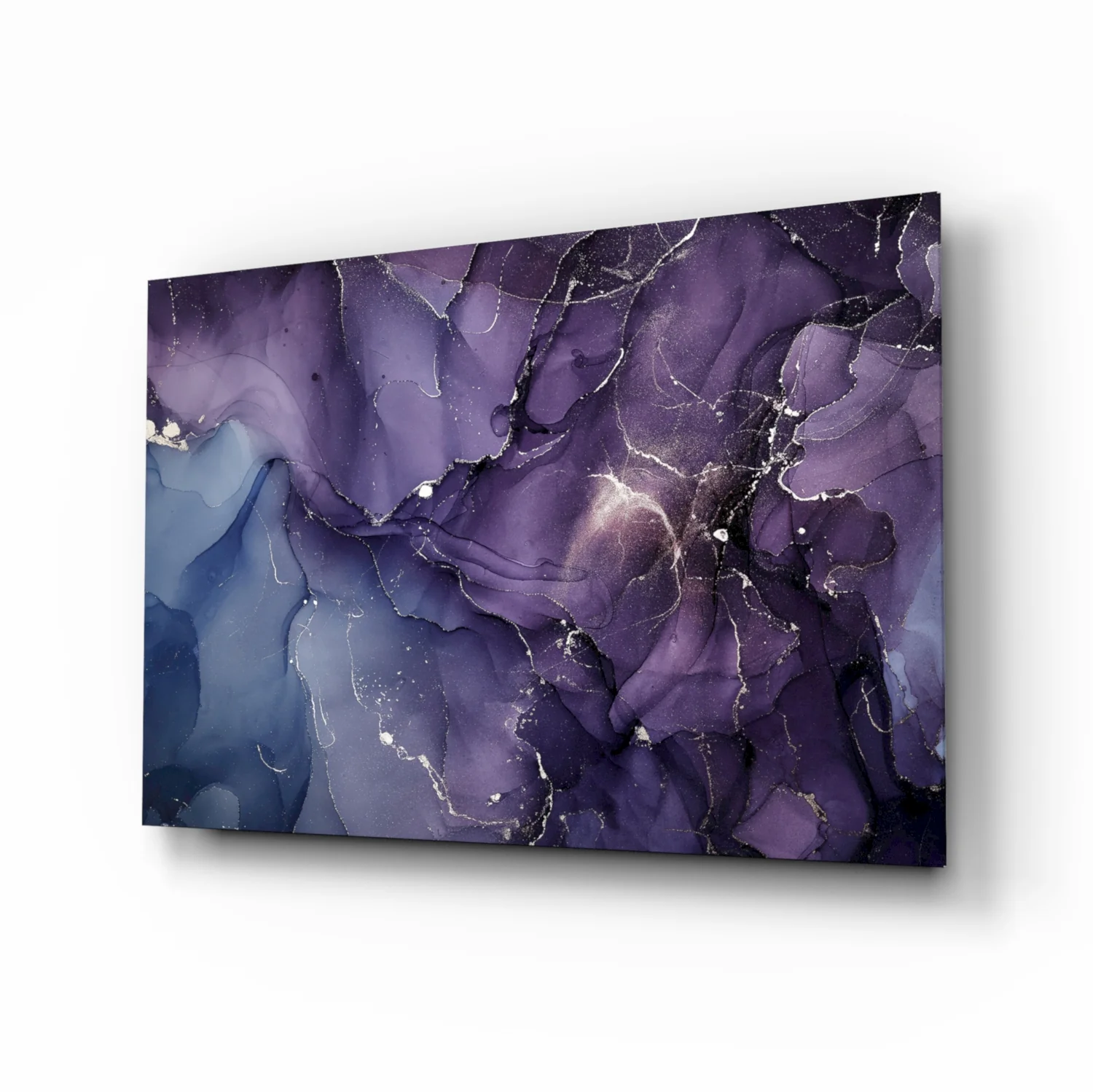 Purple Lavender Gold Ink Glass Wall Art - Image 2