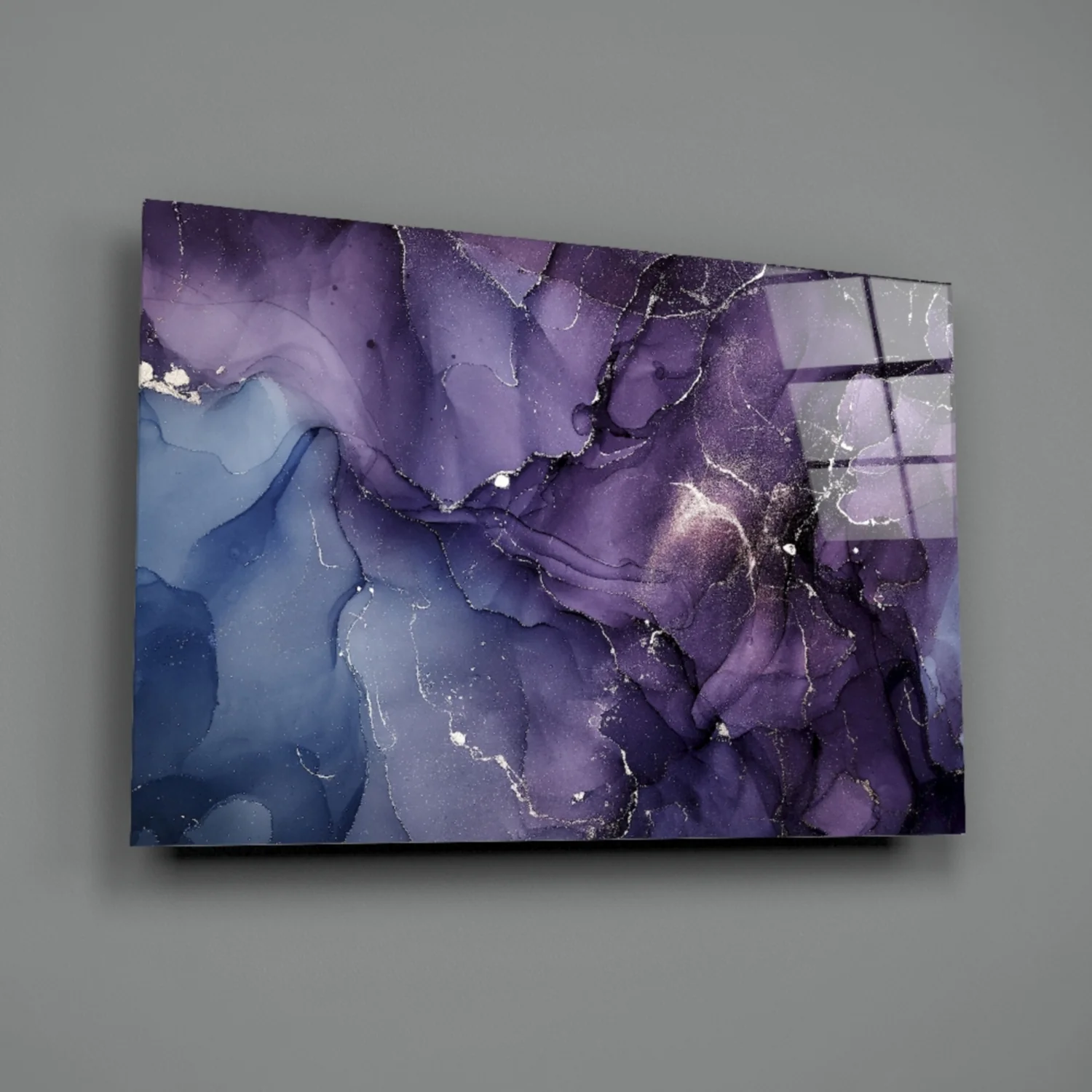 Purple Lavender Gold Ink Glass Wall Art - Image 3
