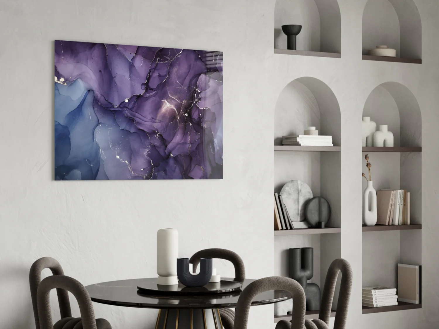Purple Lavender Gold Ink Glass Wall Art - Image 6