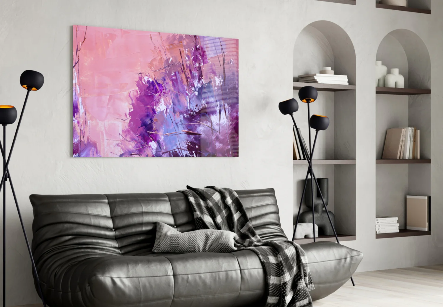 Purple Lavender Wildflower Glass Wall Art - Image 4