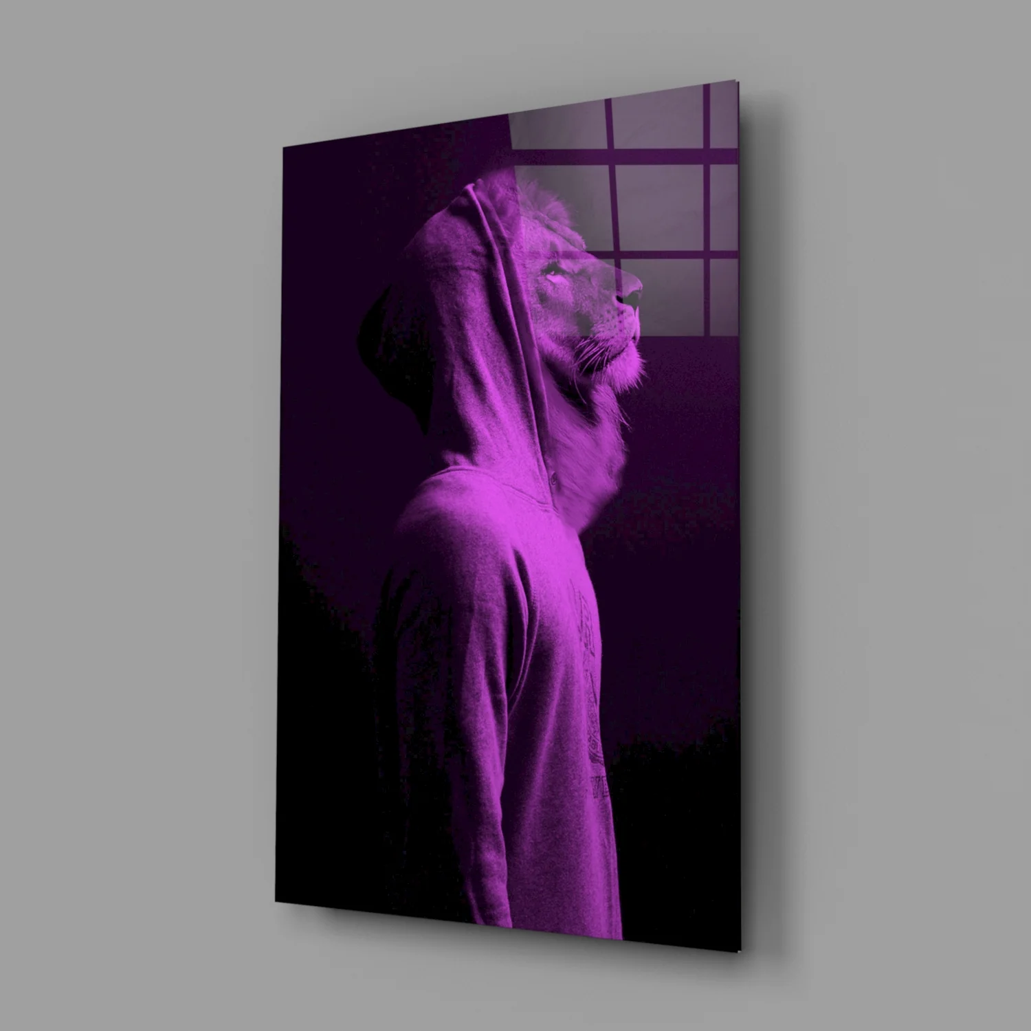 Purple Lion Head Glass Wall Art - Image 2